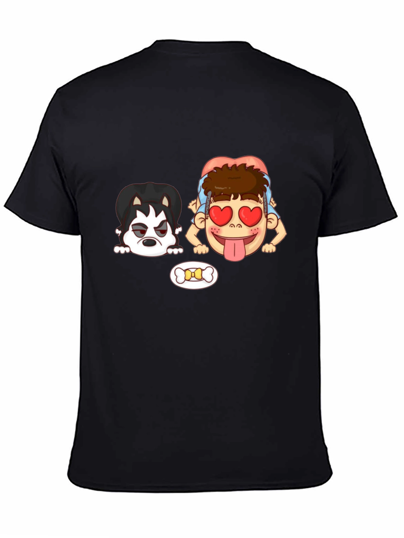 Cartoon Graphic T-Shirt: Dog & Lovesick Boy