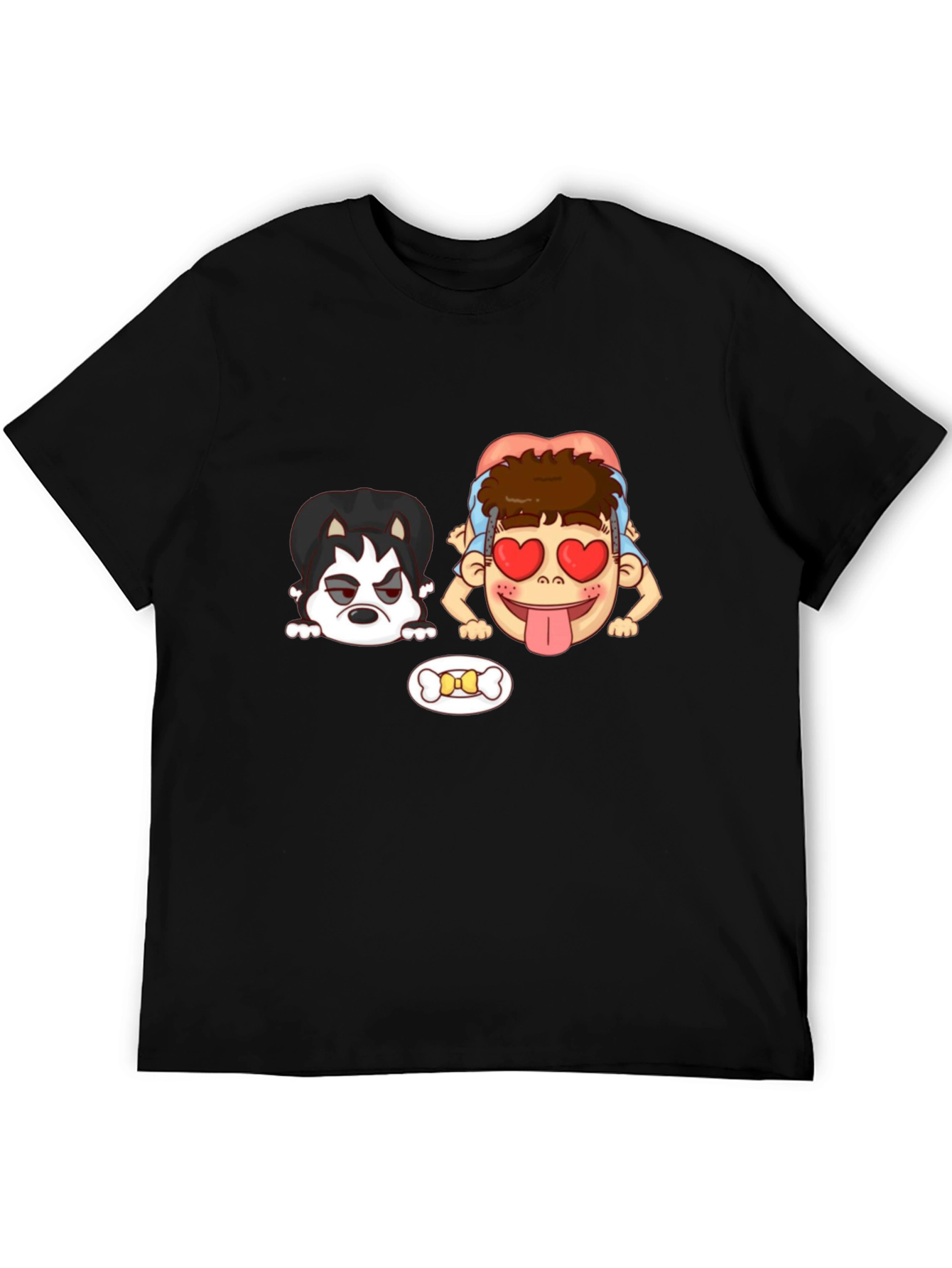 Cartoon Graphic T-Shirt: Dog & Lovesick Boy