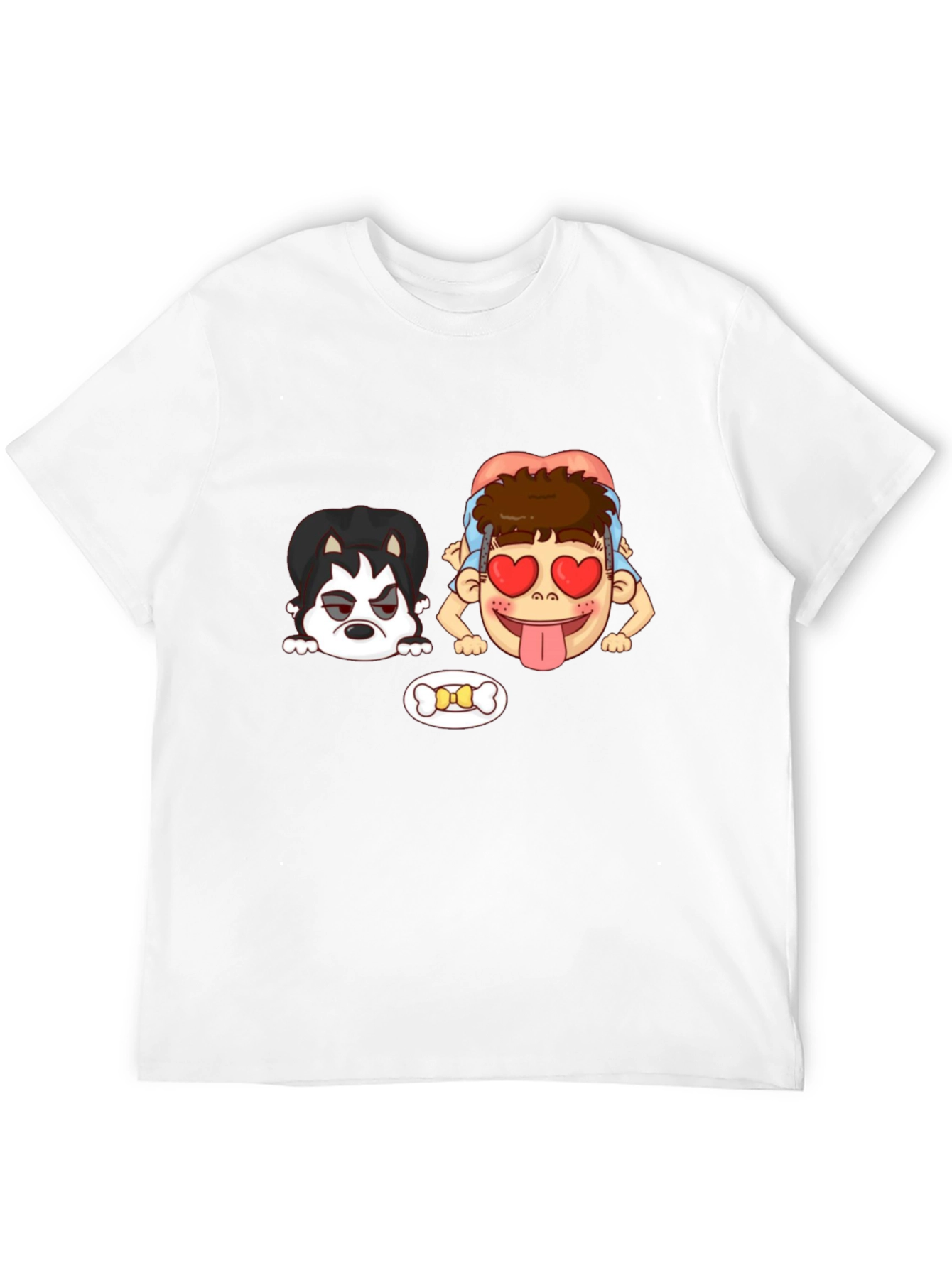 Cartoon Graphic T-Shirt: Dog & Lovesick Boy
