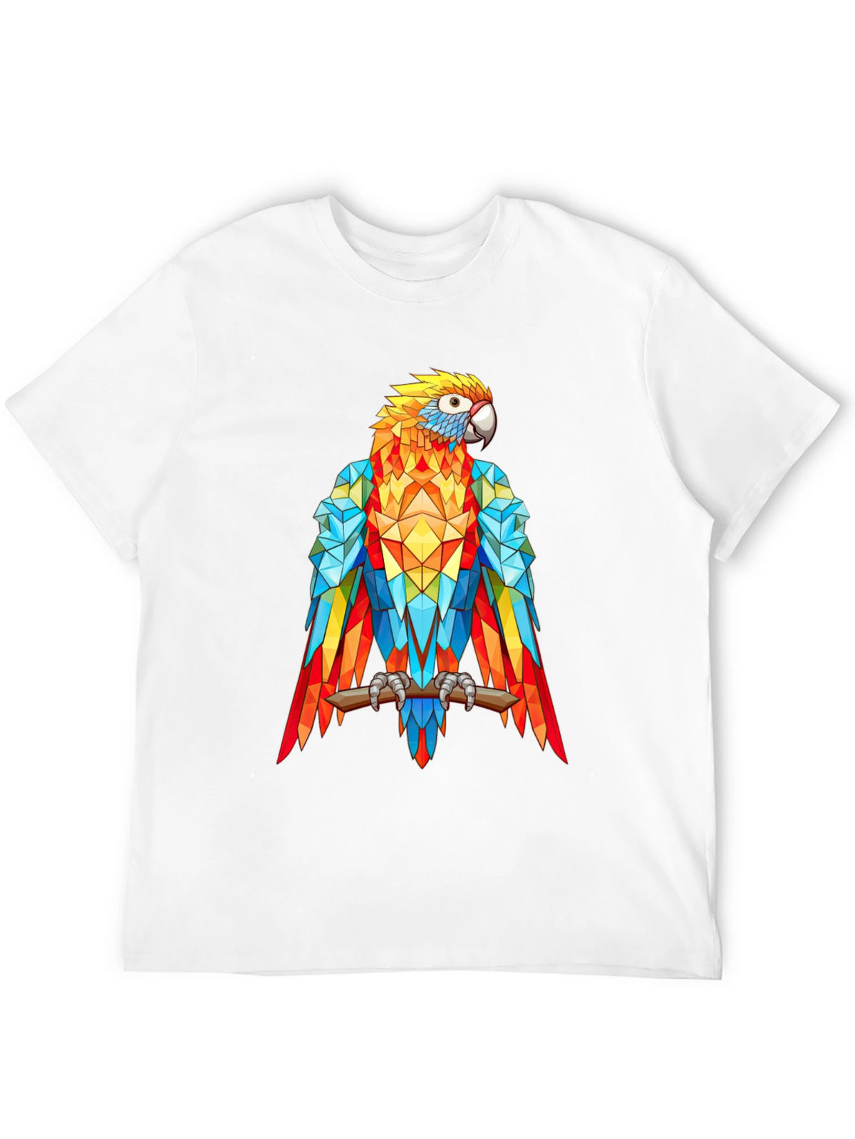 Geometric Parrot Graphic Print T-Shirt - Black