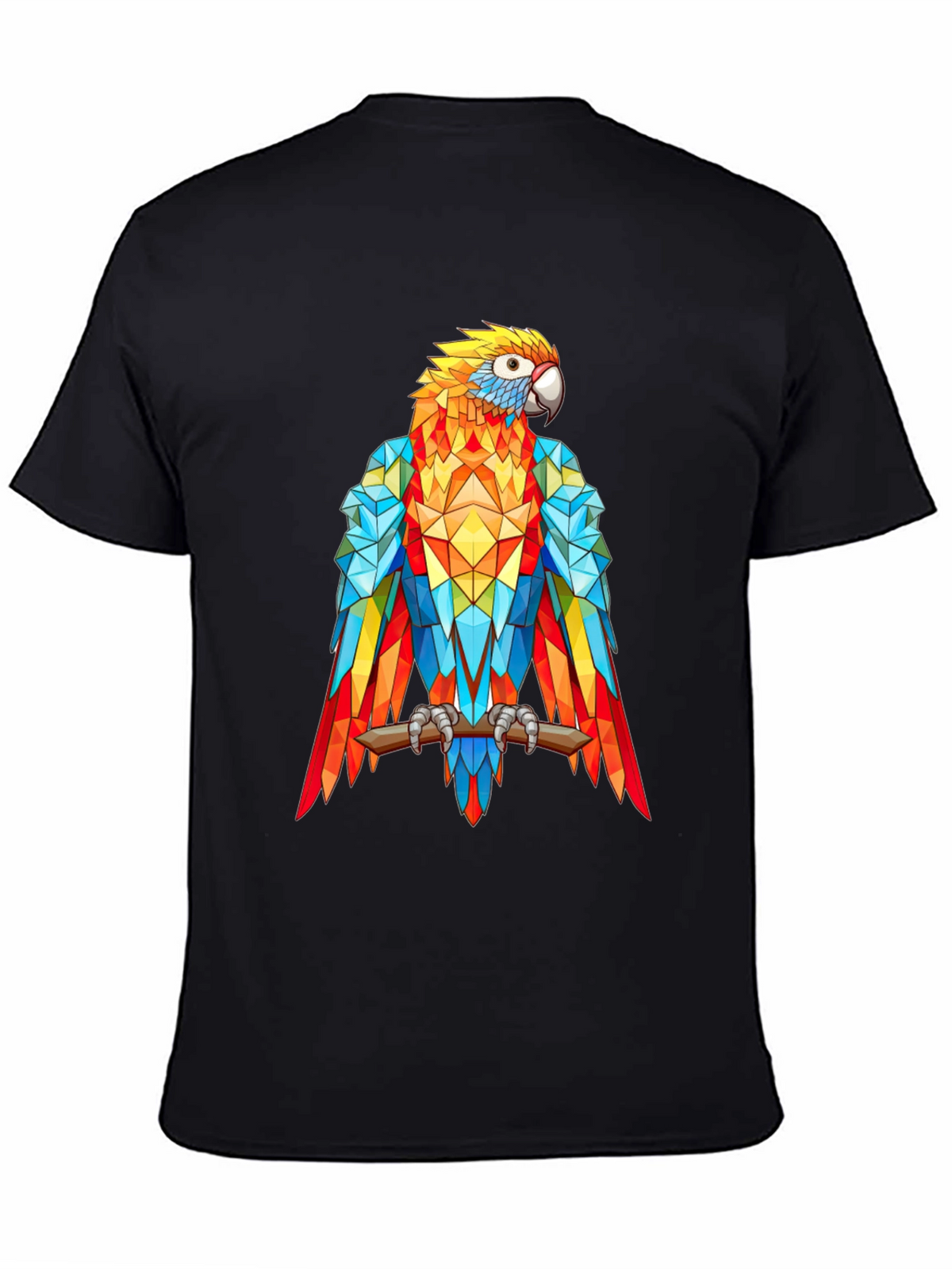 Geometric Parrot Graphic Print T-Shirt - Black