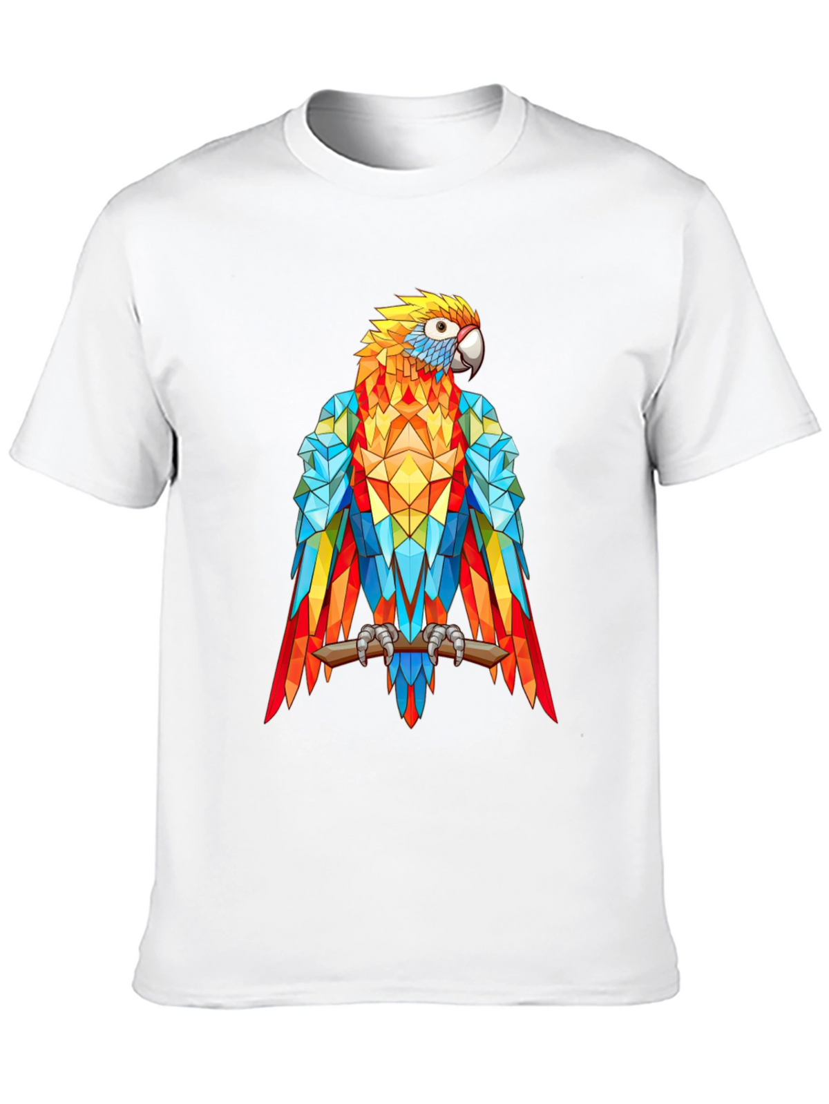 Geometric Parrot Graphic Print T-Shirt - Black