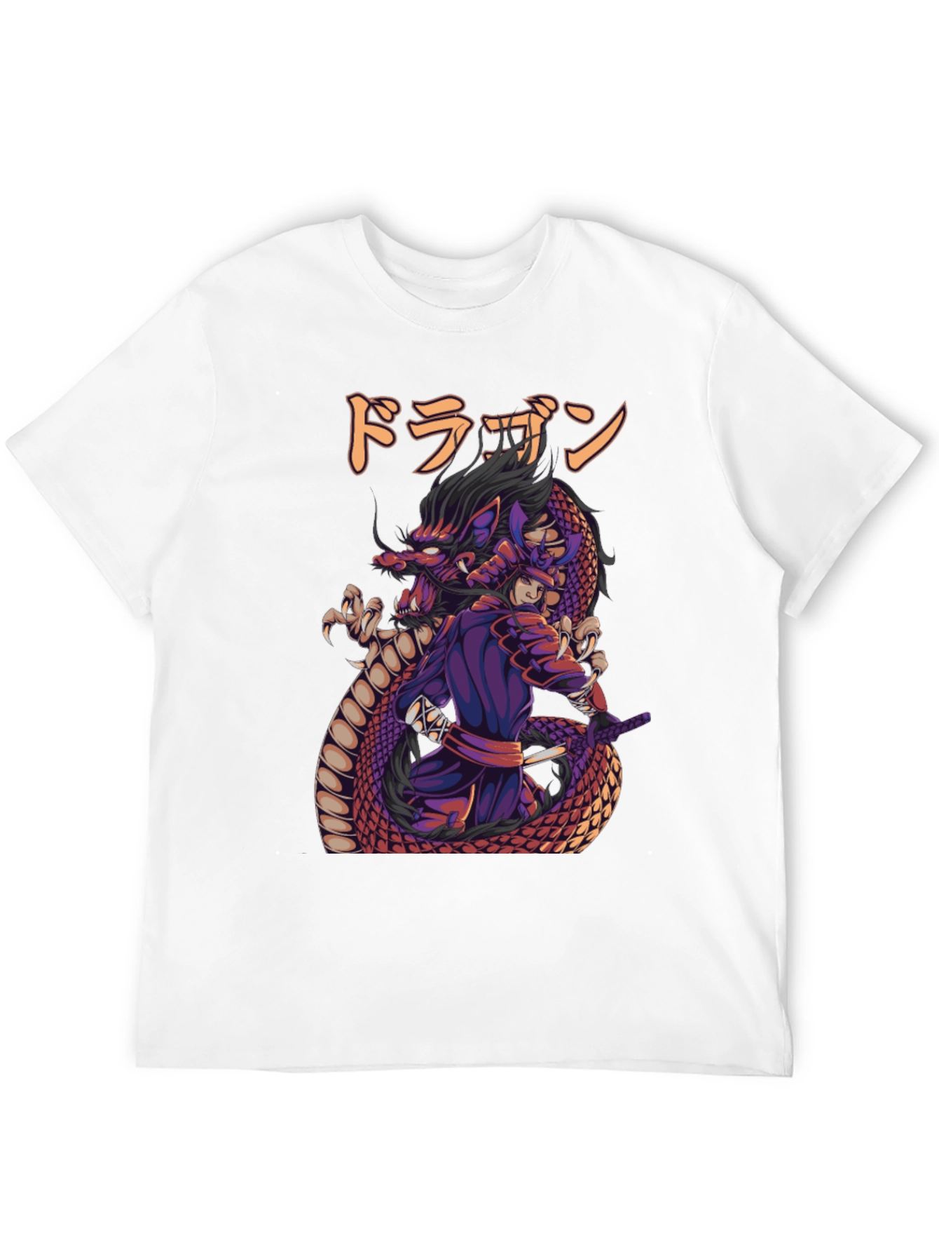 Dragon Samurai Graphic Print T-Shirt