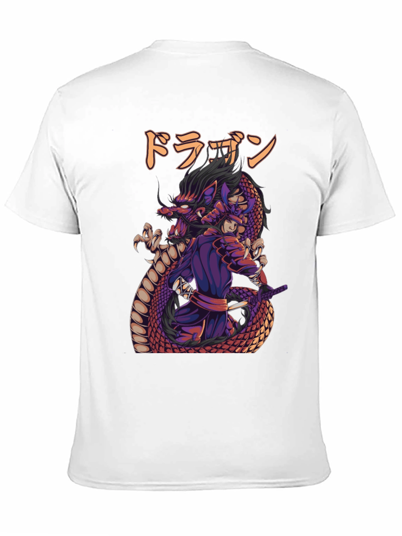 Dragon Samurai Graphic Print T-Shirt