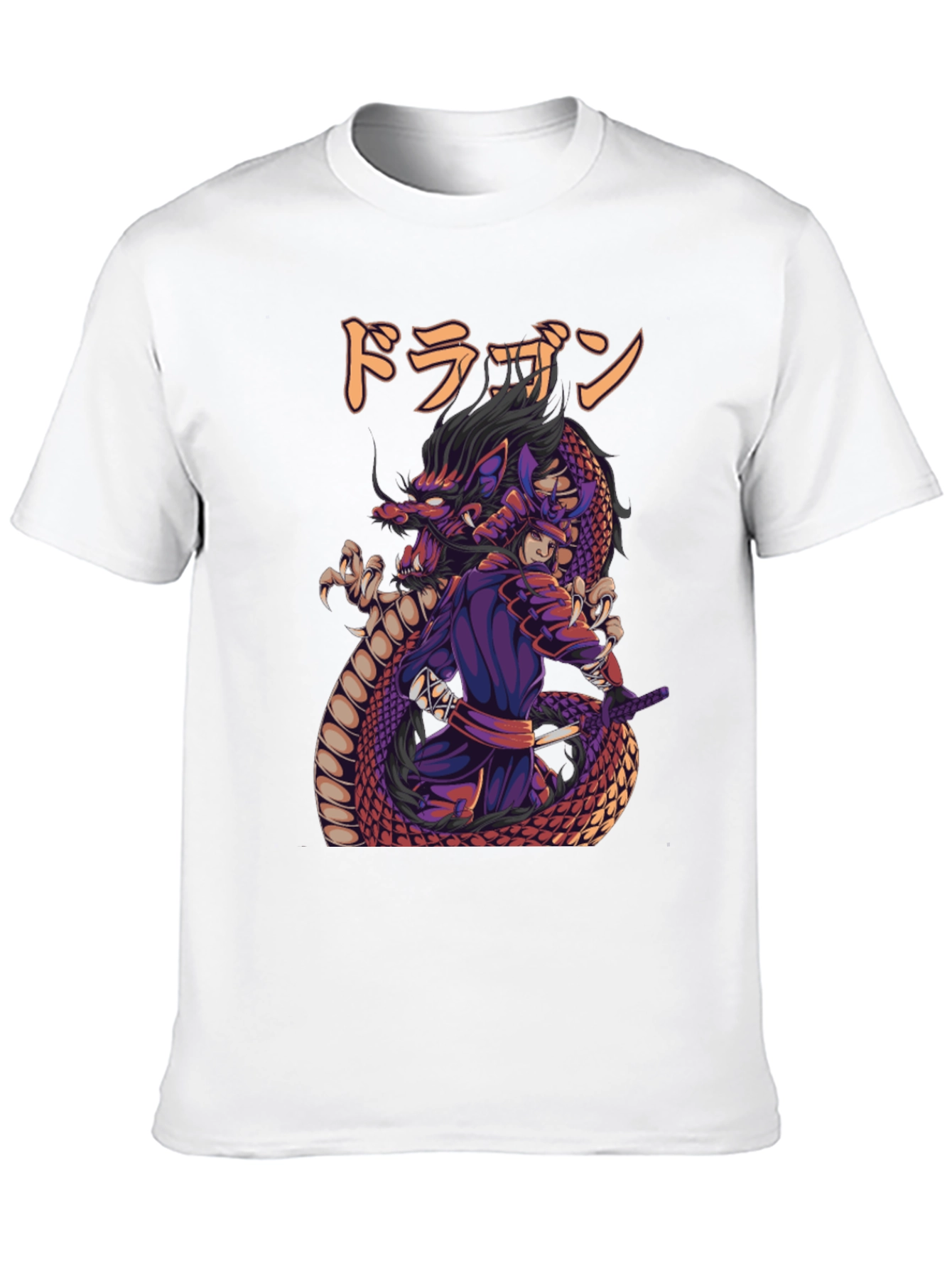 Dragon Samurai Graphic Print T-Shirt