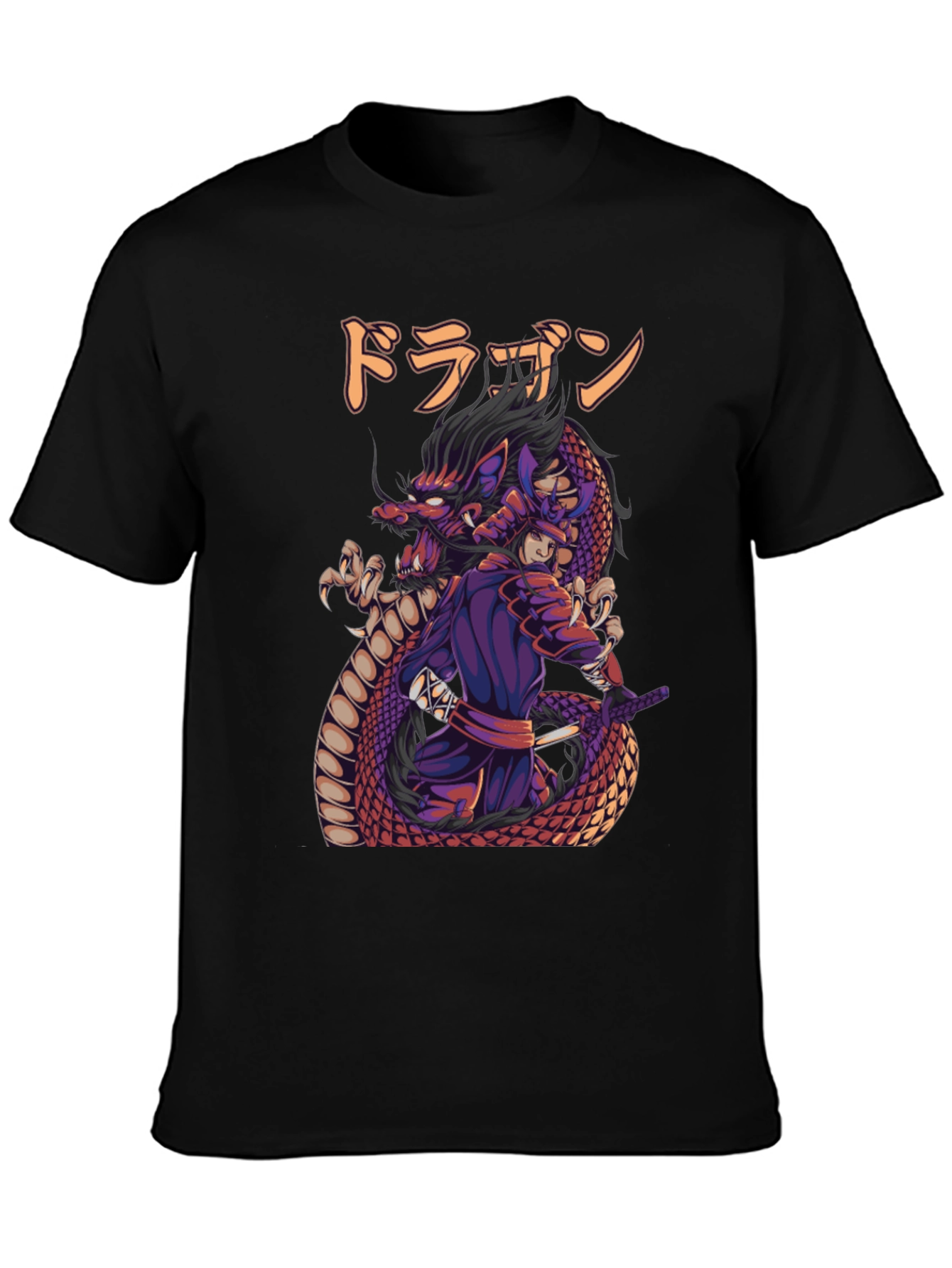 Dragon Samurai Graphic Print T-Shirt