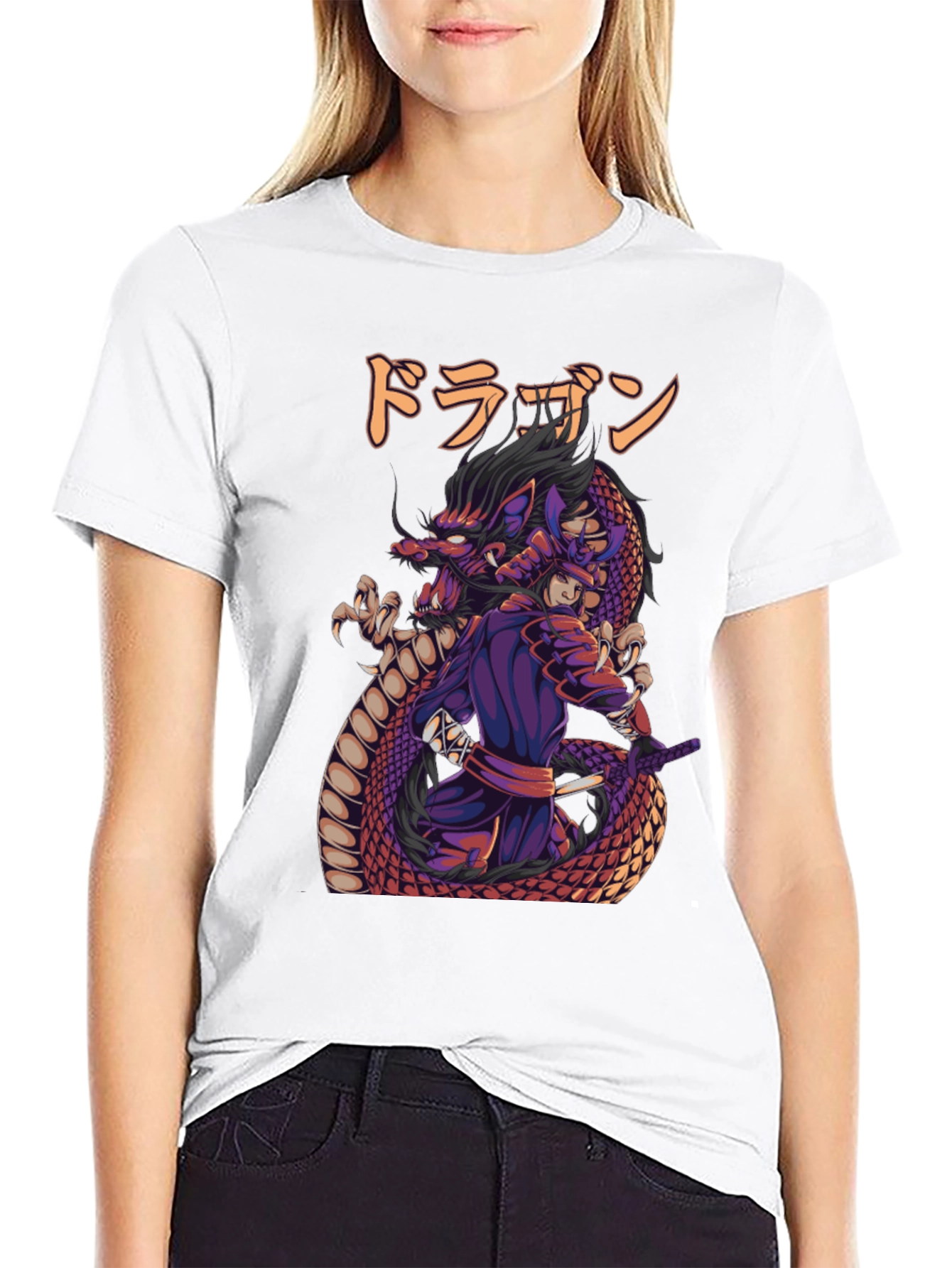 Dragon Samurai Graphic Print T-Shirt