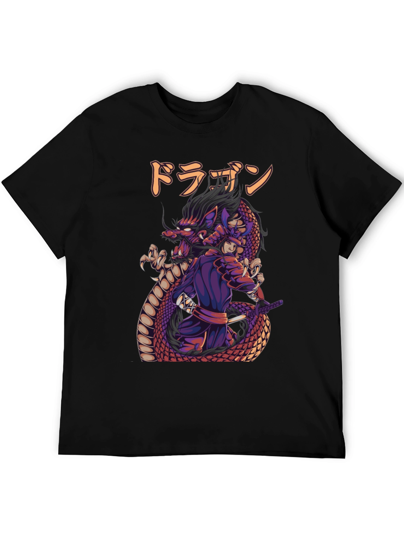 Dragon Samurai Graphic Print T-Shirt