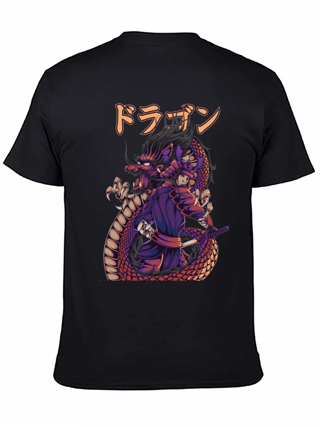 Dragon Samurai Graphic Print T-Shirt