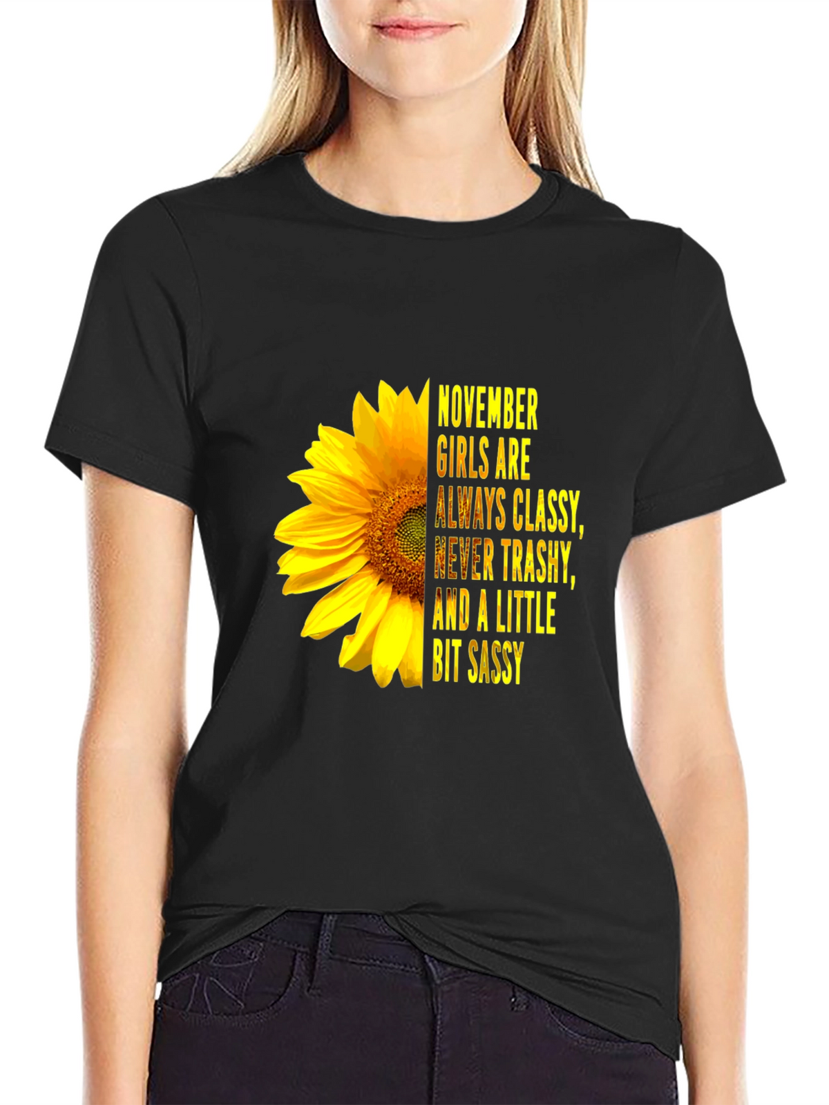 November Girl Classy Sassy Sunflower Graphic Tee