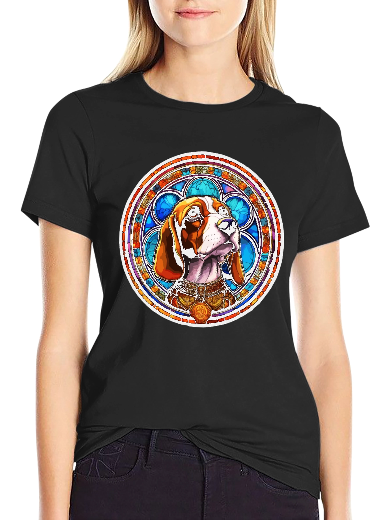 Dog Stained Glass Art T-Shirt