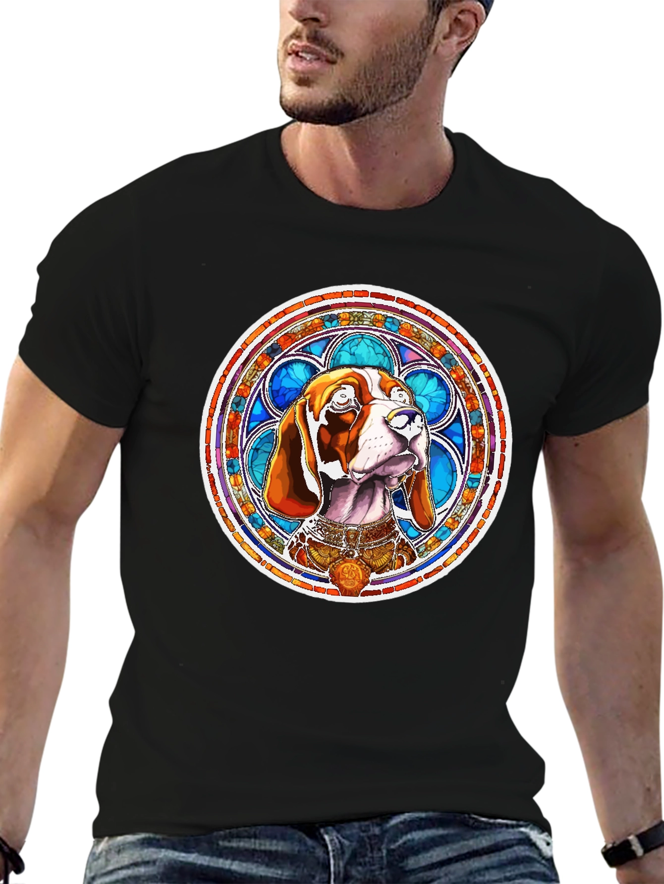 Dog Stained Glass Art T-Shirt