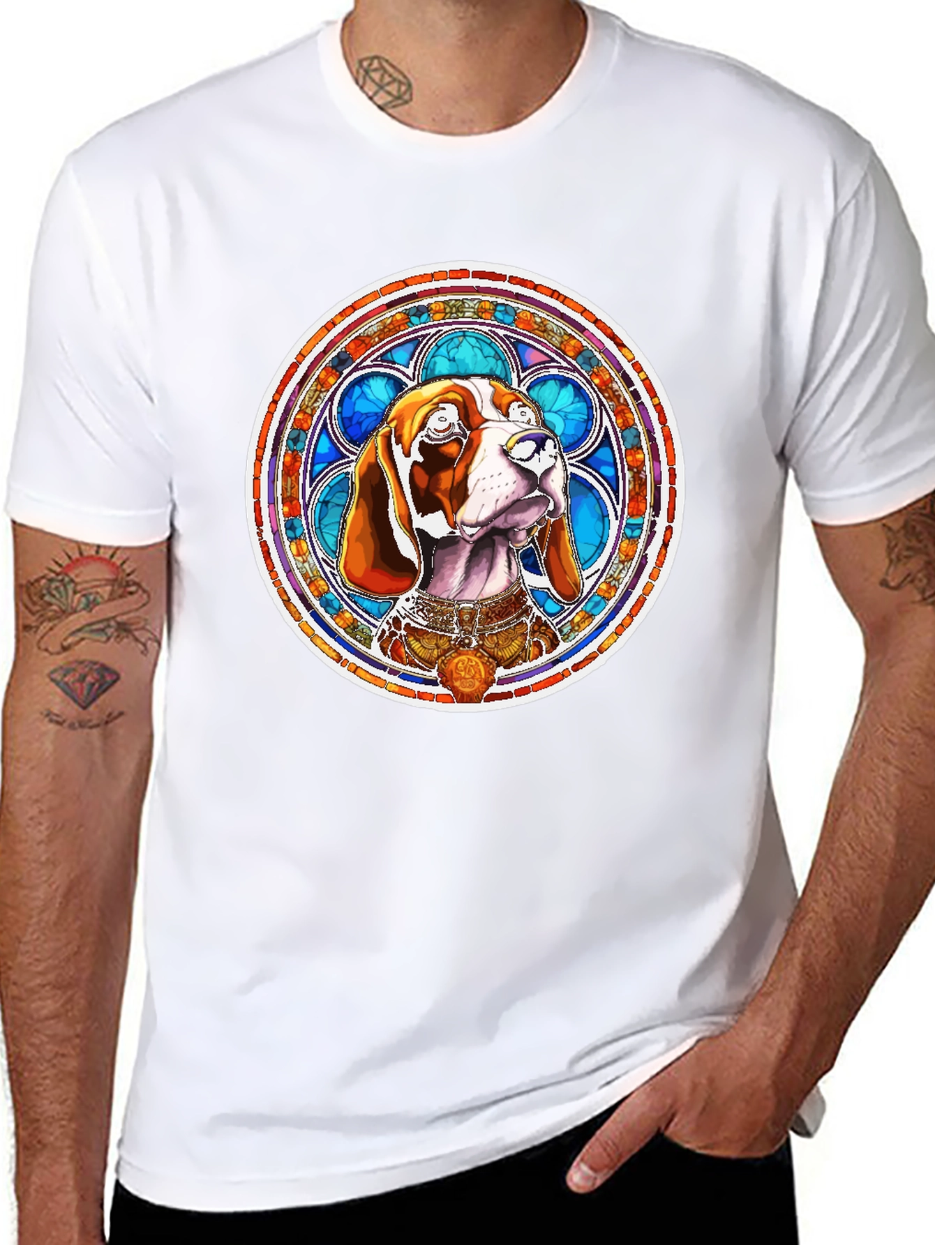 Dog Stained Glass Art T-Shirt