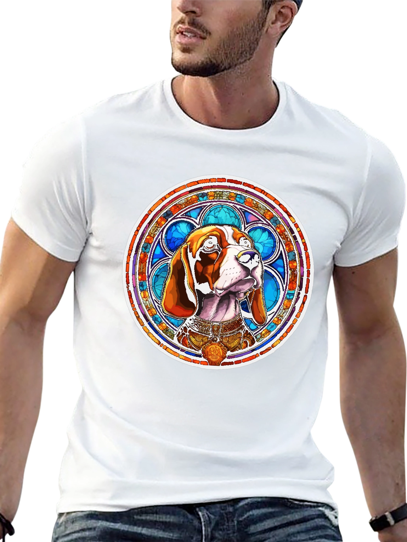 Dog Stained Glass Art T-Shirt