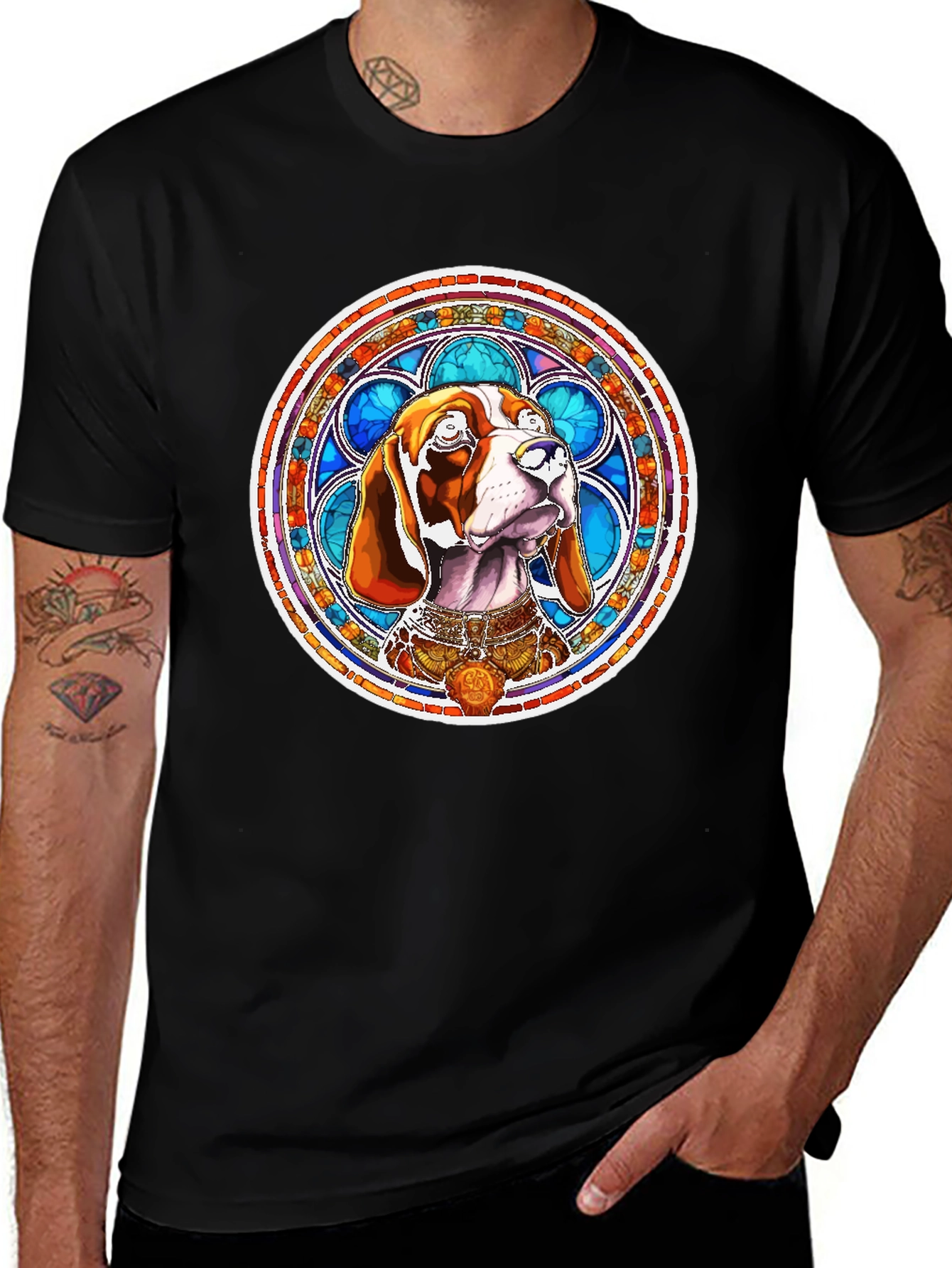 Dog Stained Glass Art T-Shirt