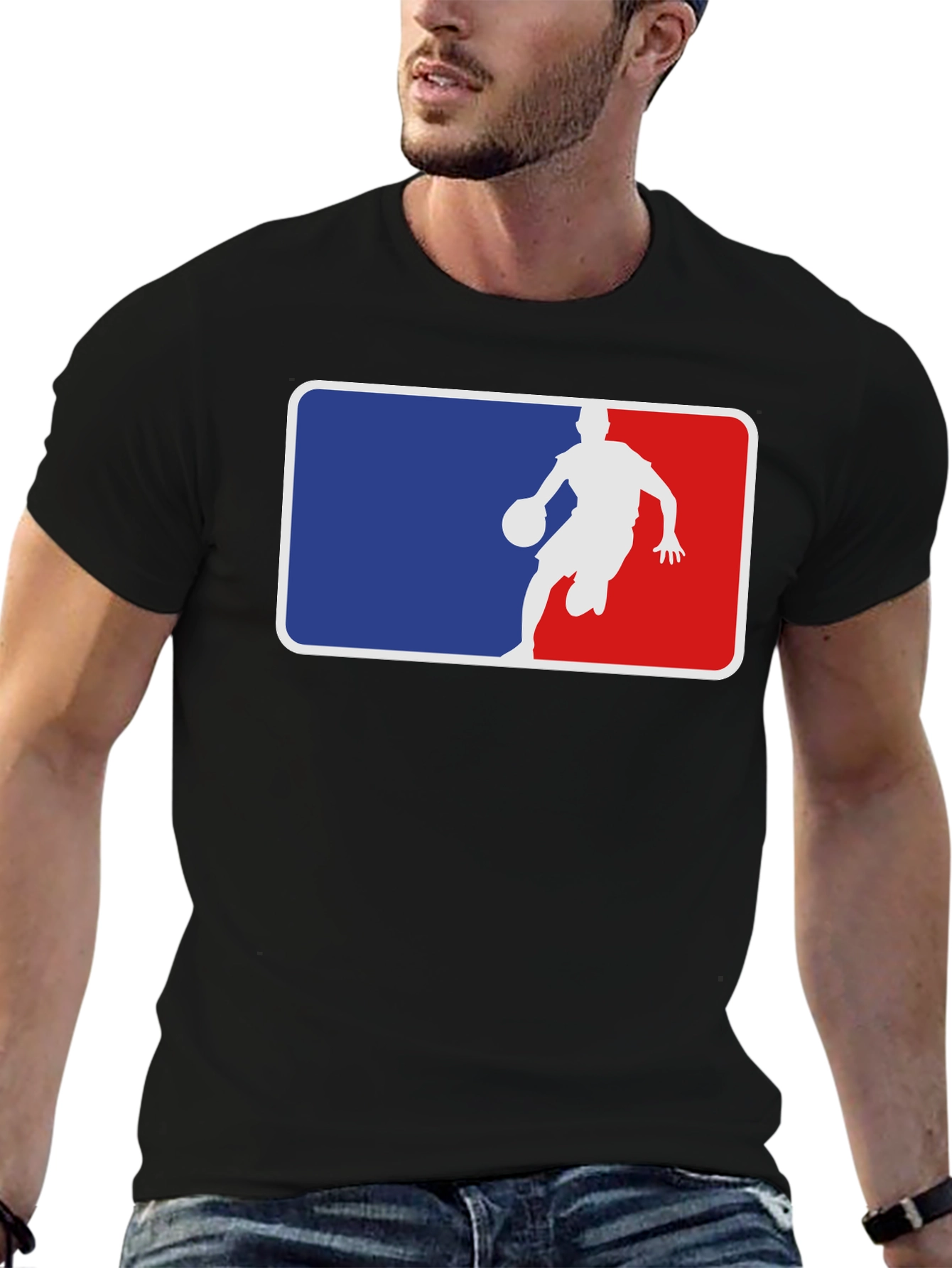 Basketball Player Logo Black T-Shirt