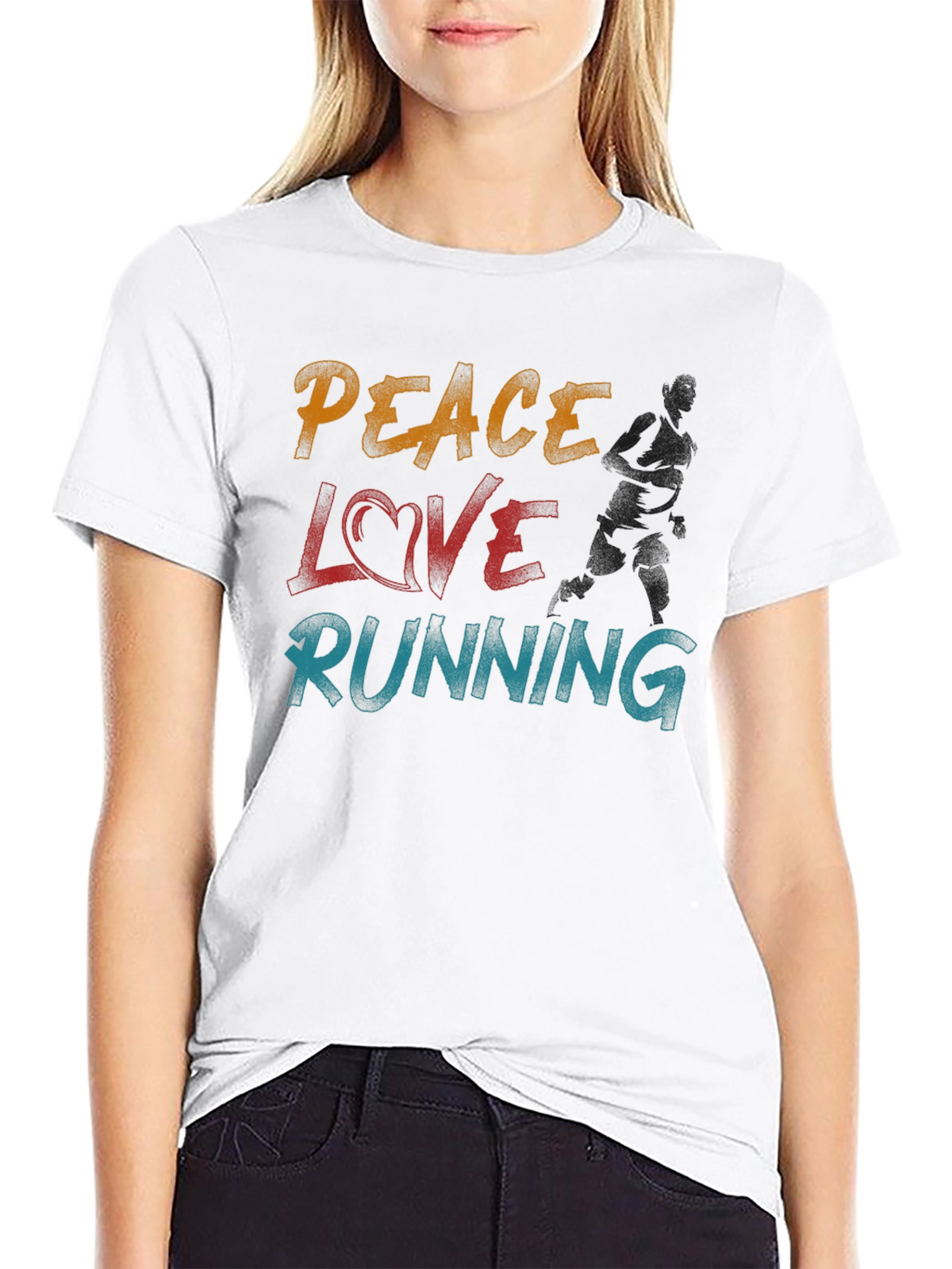 Peace Love Running Graphic T-Shirt