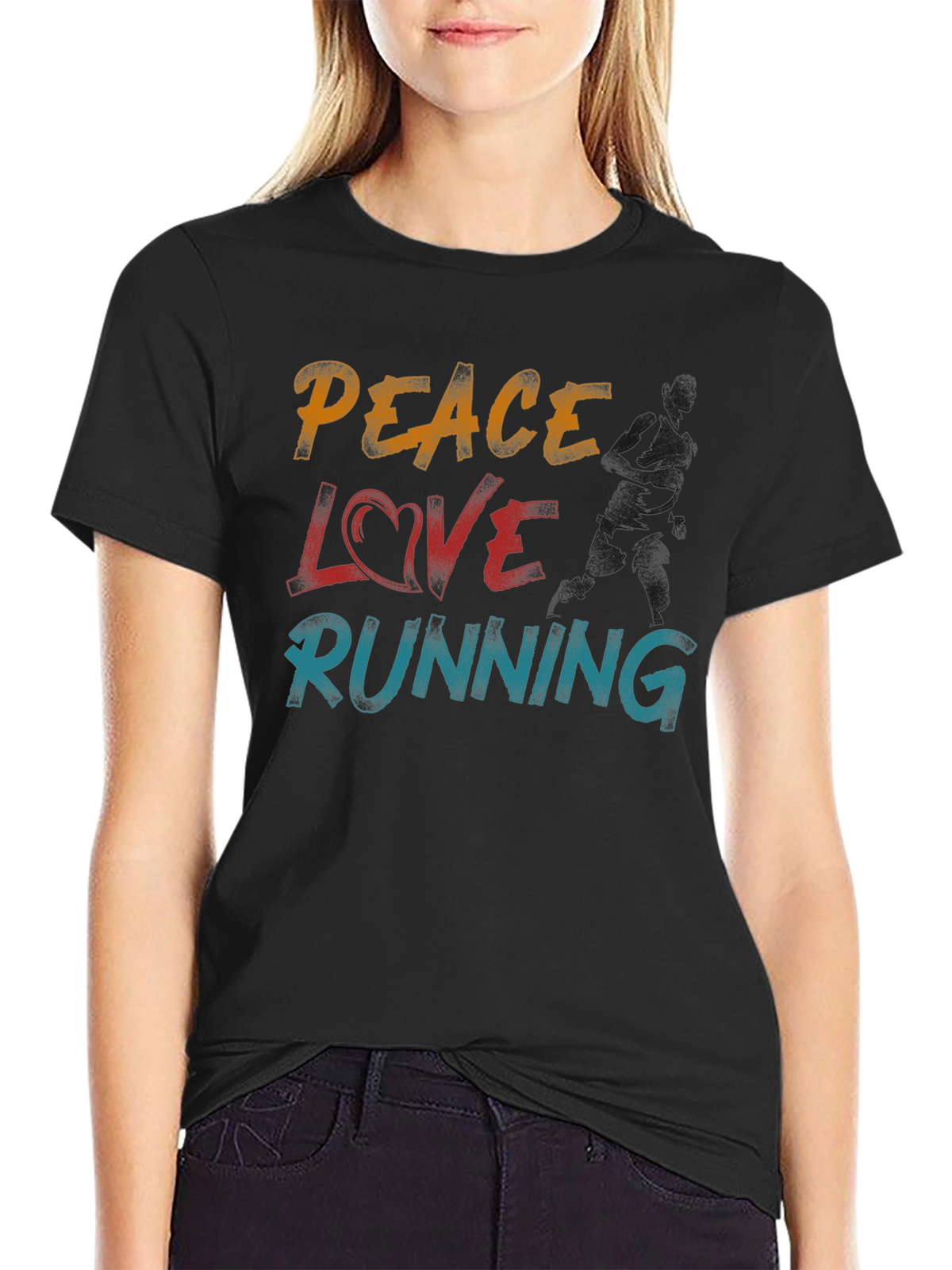 Peace Love Running Graphic T-Shirt