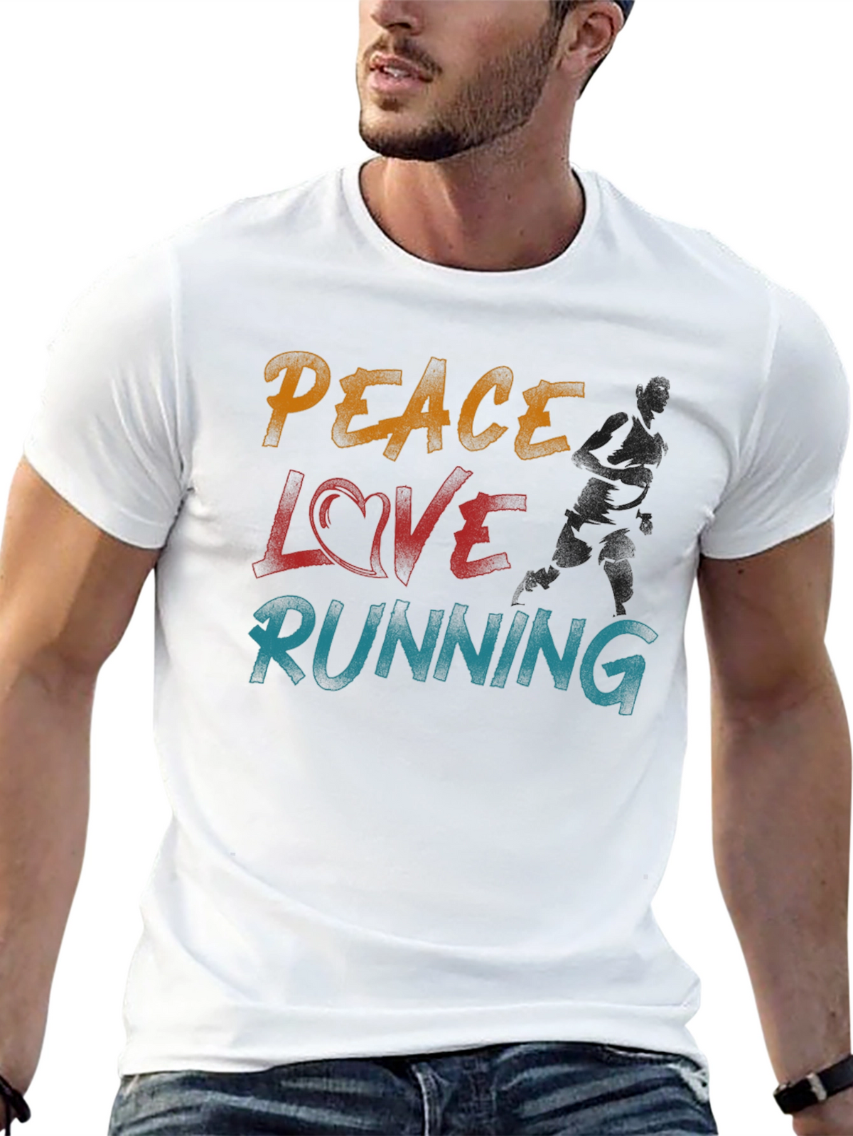 Peace Love Running Graphic T-Shirt