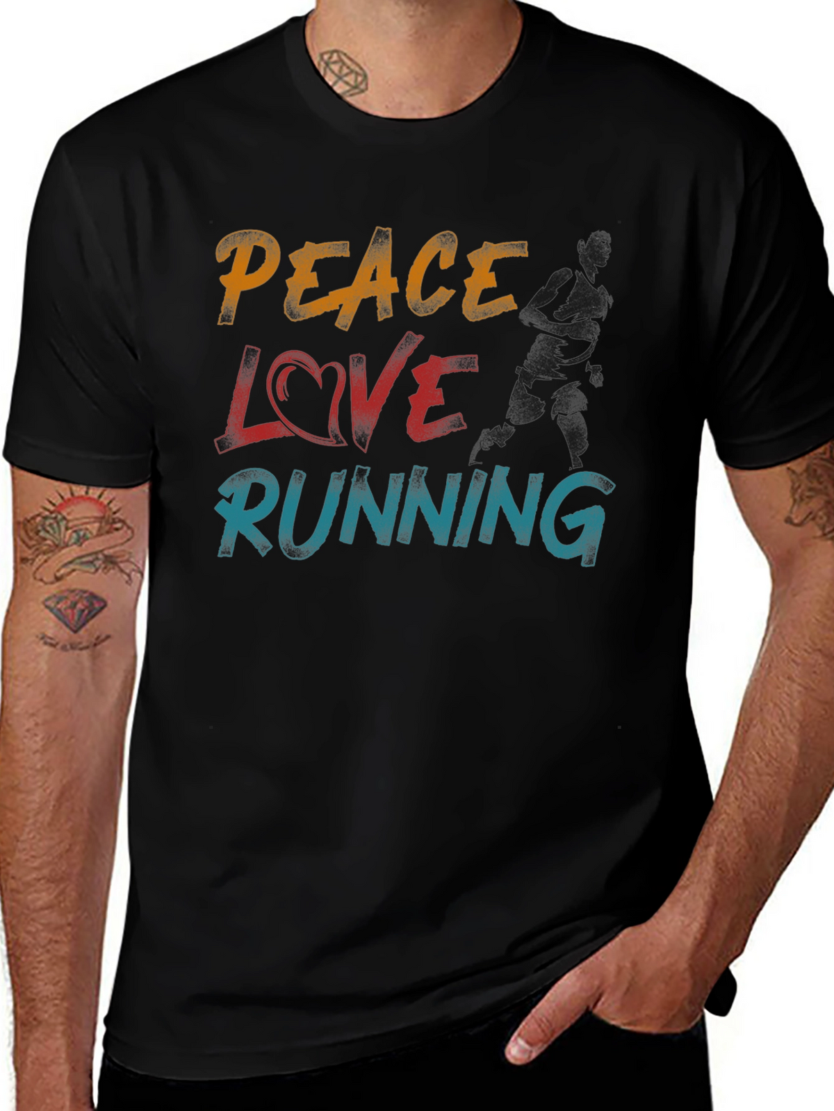 Peace Love Running Graphic T-Shirt