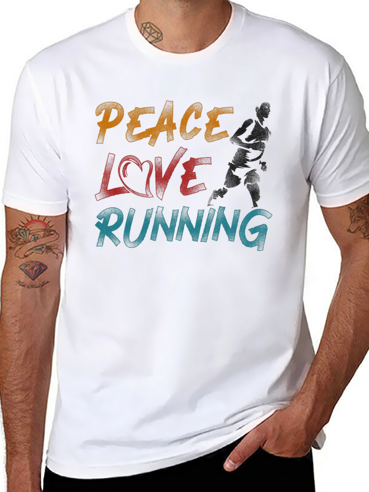 Peace Love Running Graphic T-Shirt