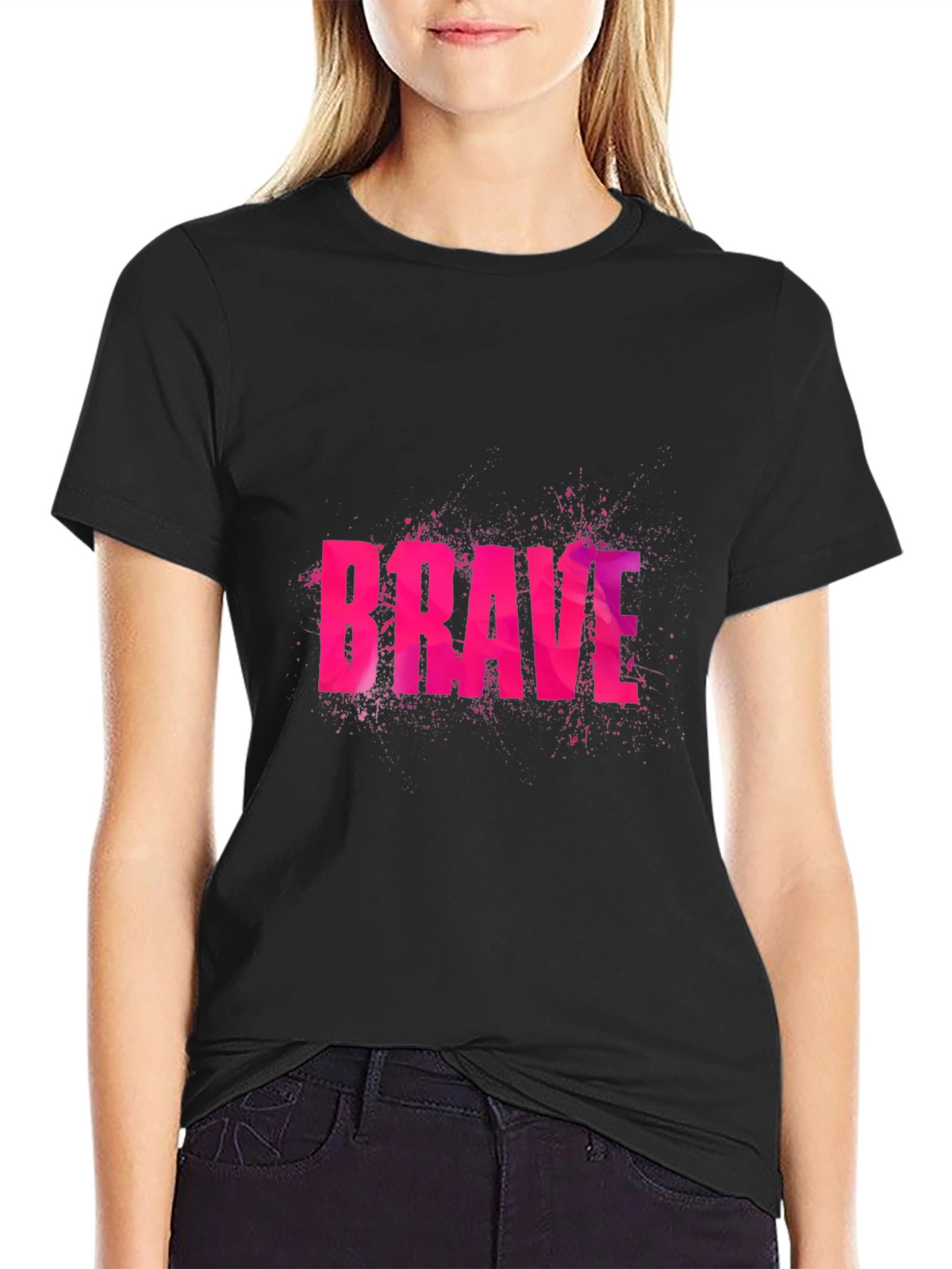 Brave Graphic Print Black T-Shirt