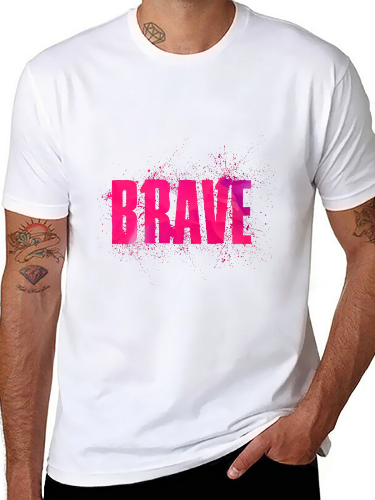Brave Graphic Print Black T-Shirt