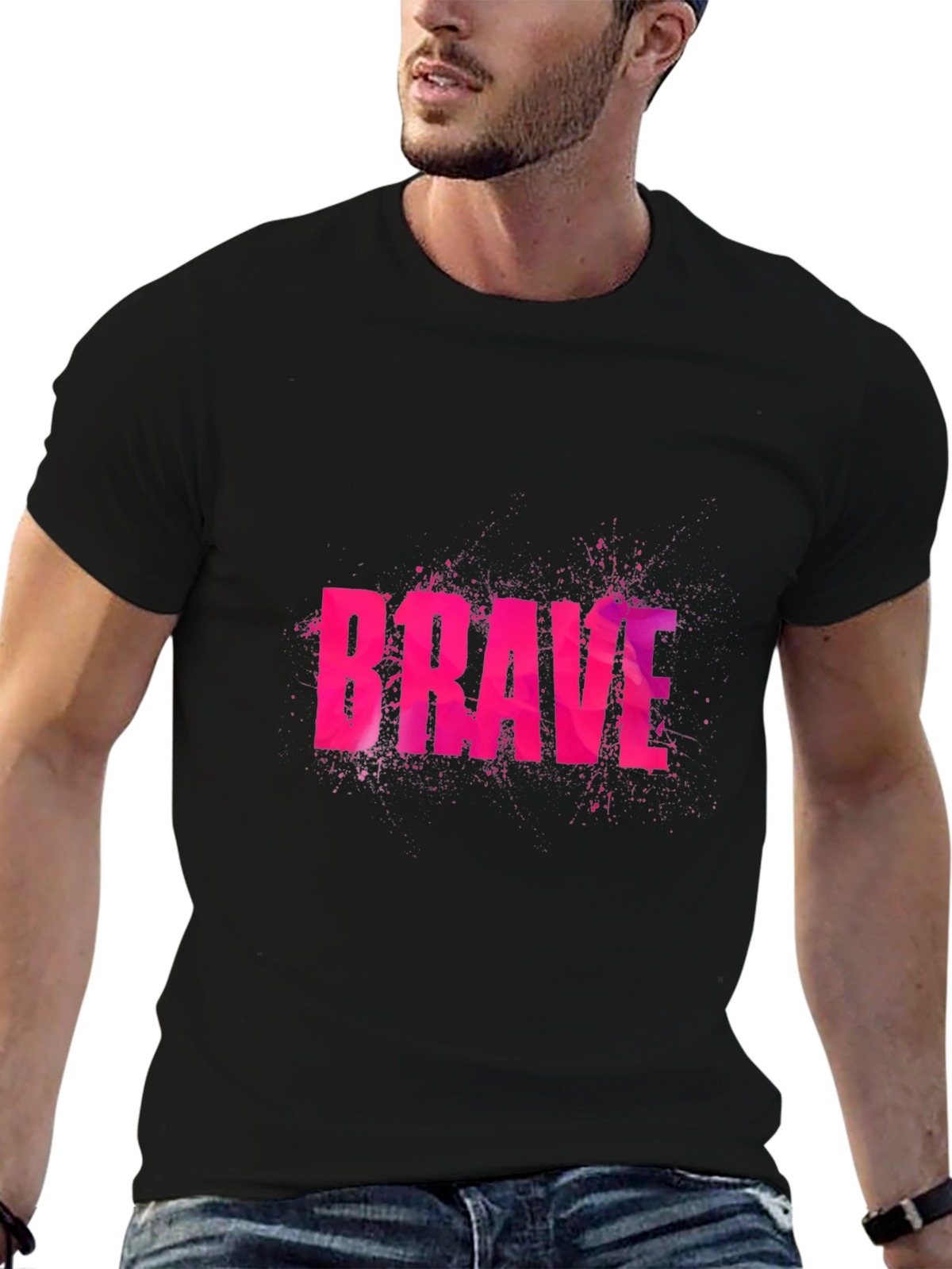 Brave Graphic Print Black T-Shirt