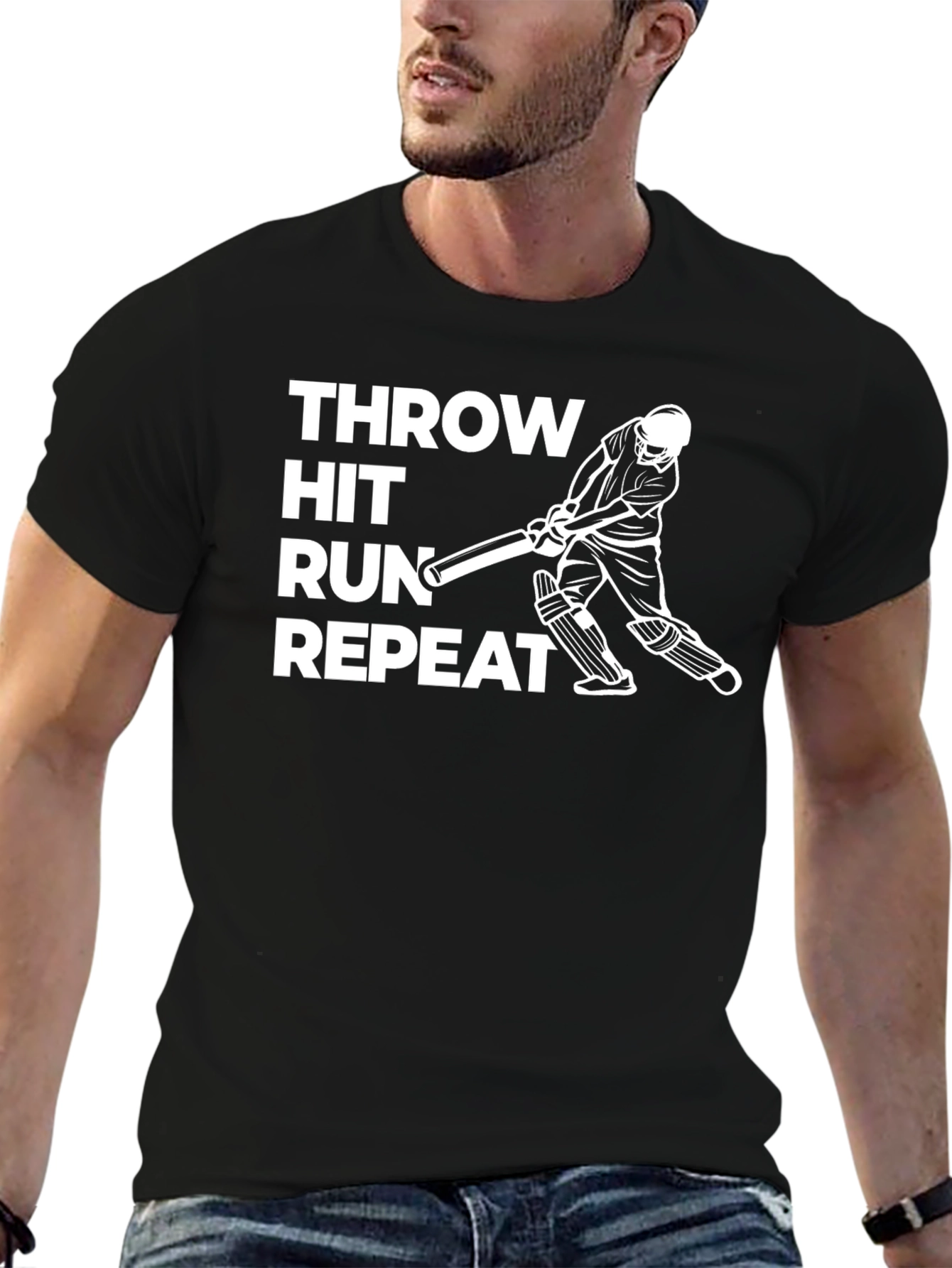 Cricket T-Shirt: Throw Hit Run Repeat