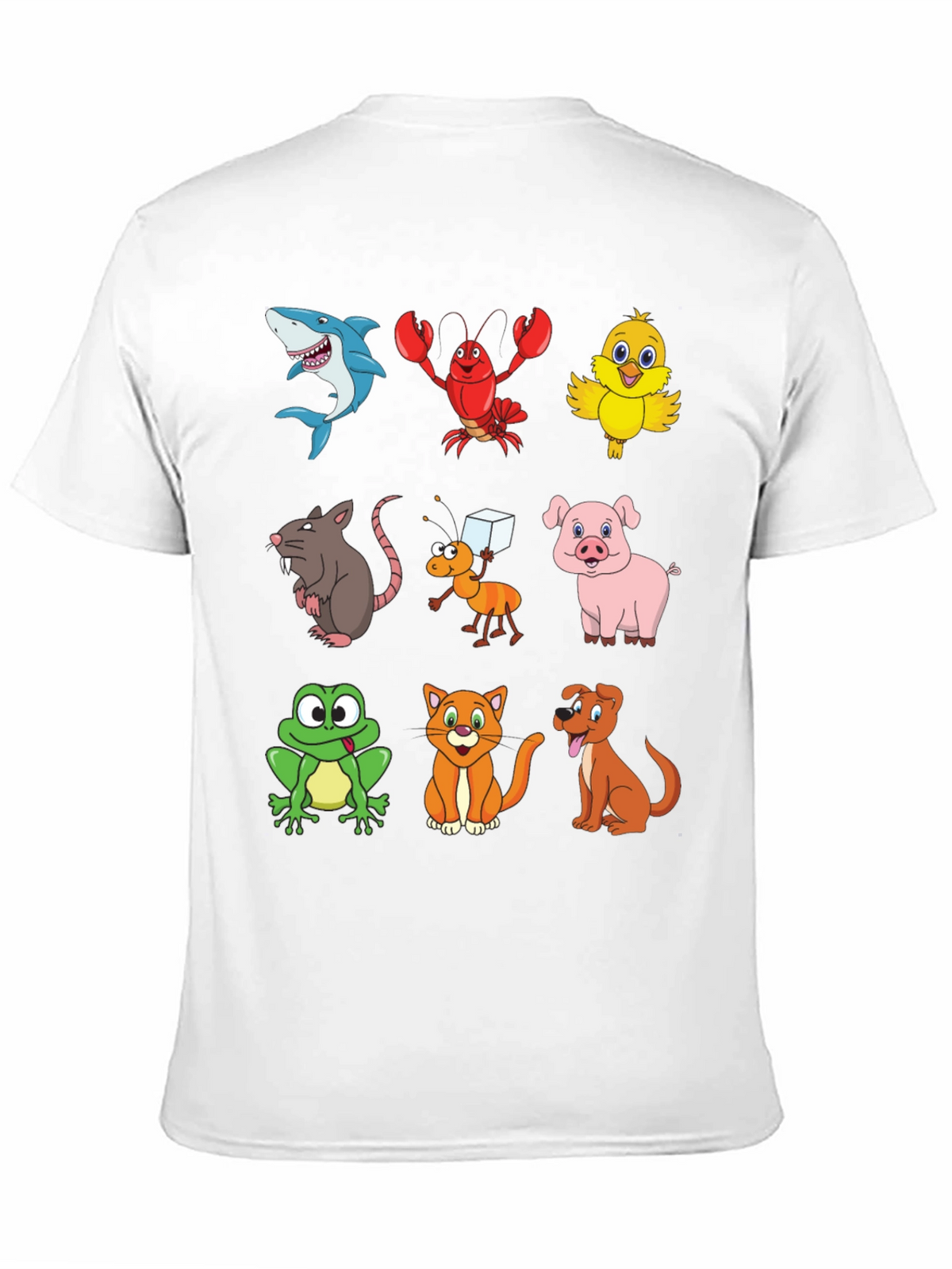 Cartoon Animal Print Black T-Shirt