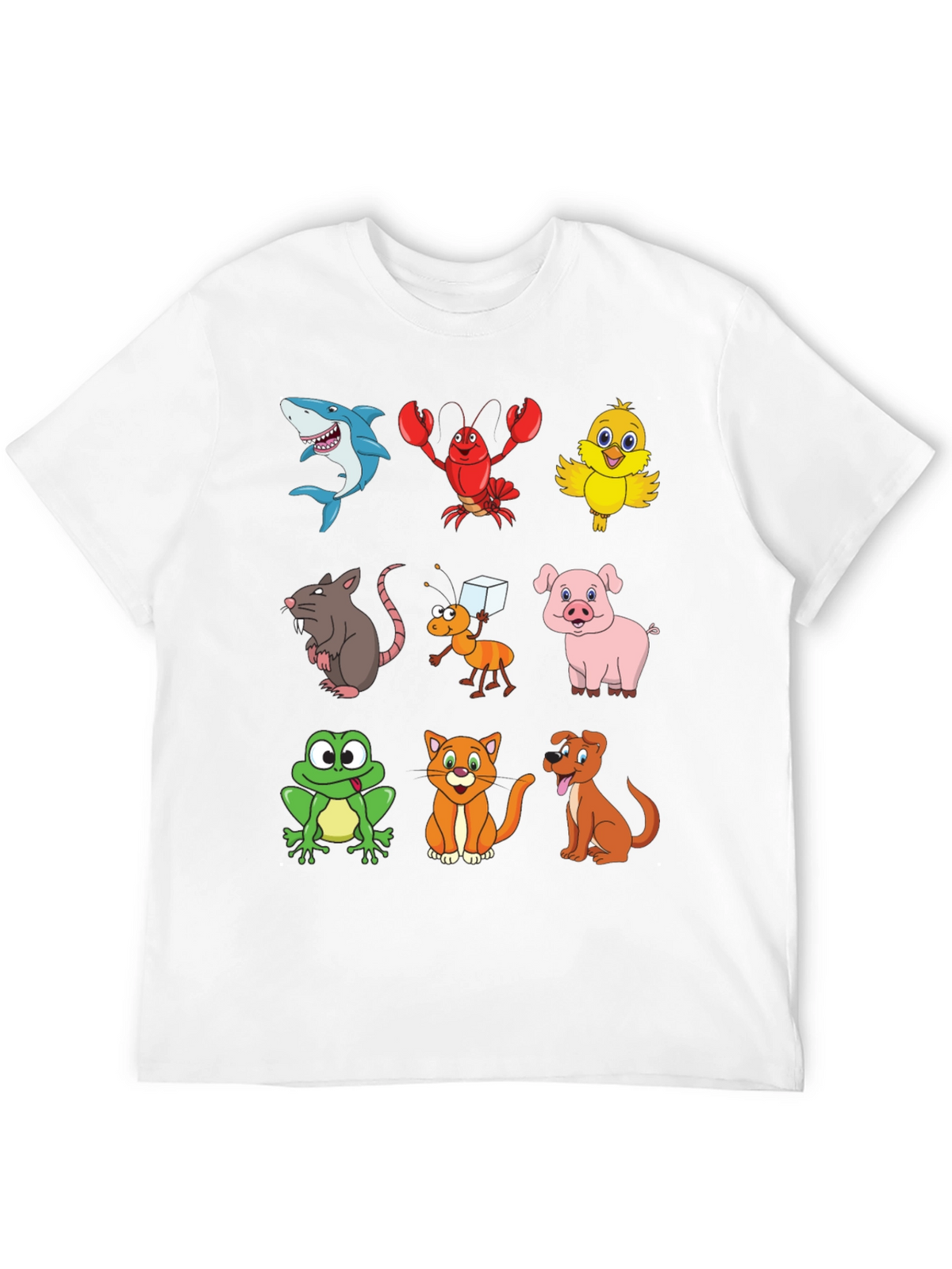 Cartoon Animal Print Black T-Shirt