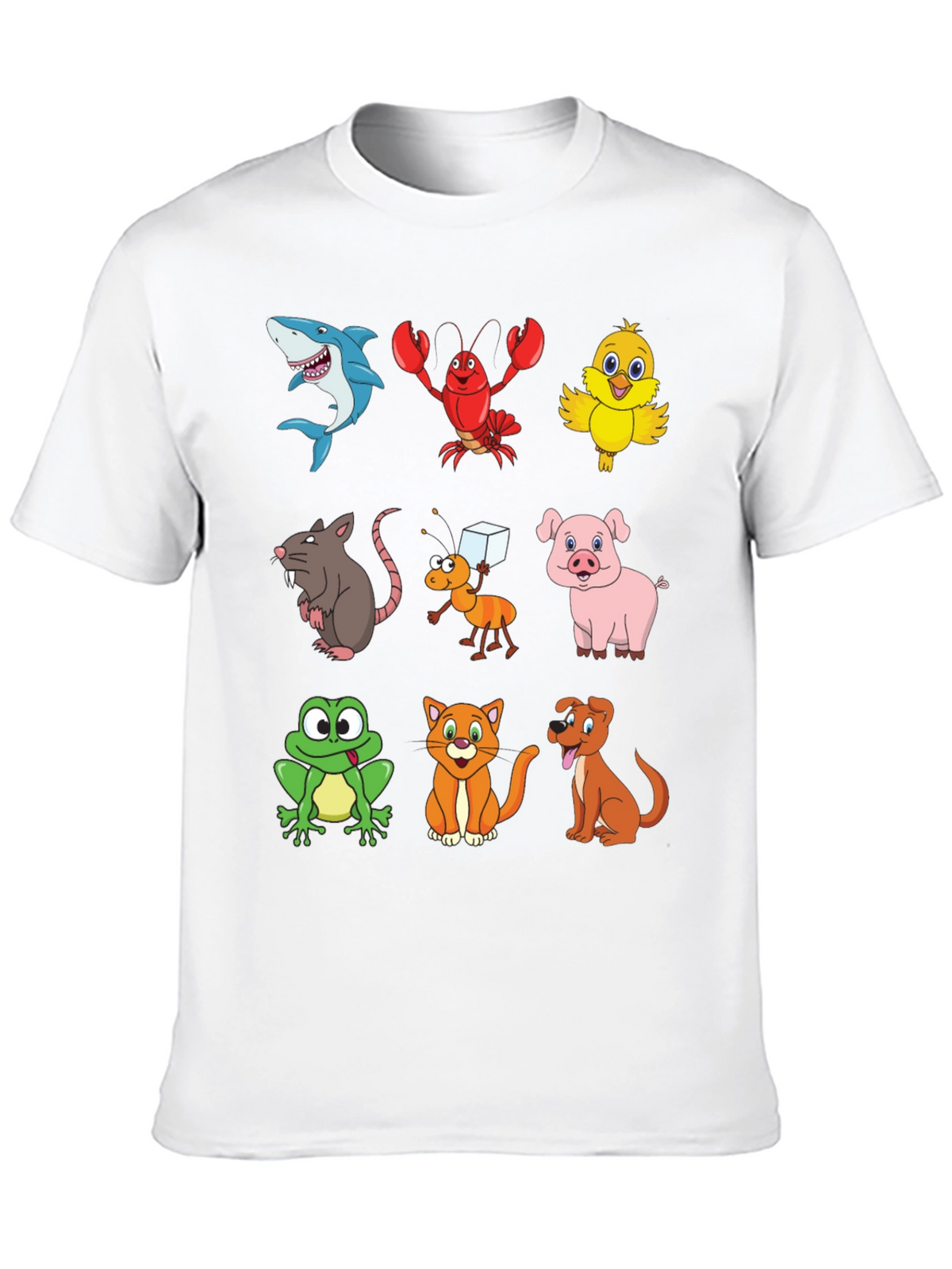 Cartoon Animal Print Black T-Shirt