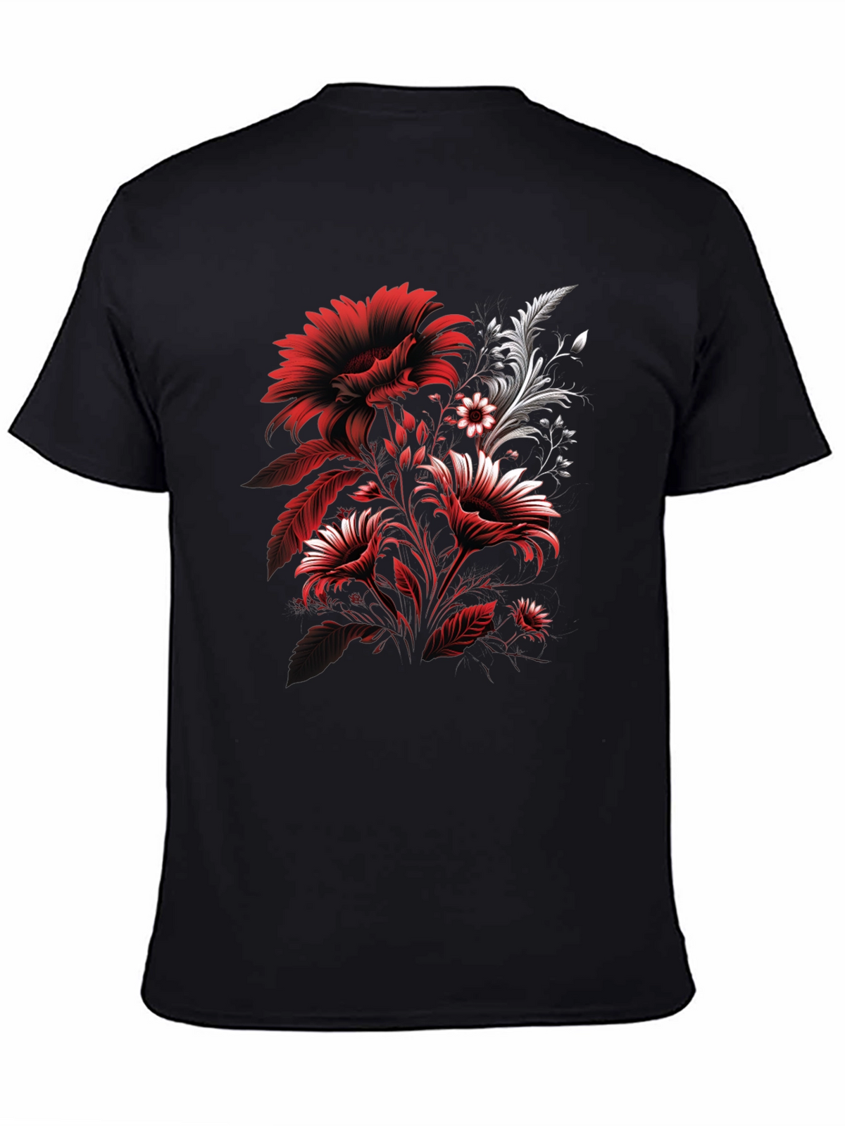 Floral Graphic T-Shirt: Red & White Flower Design
