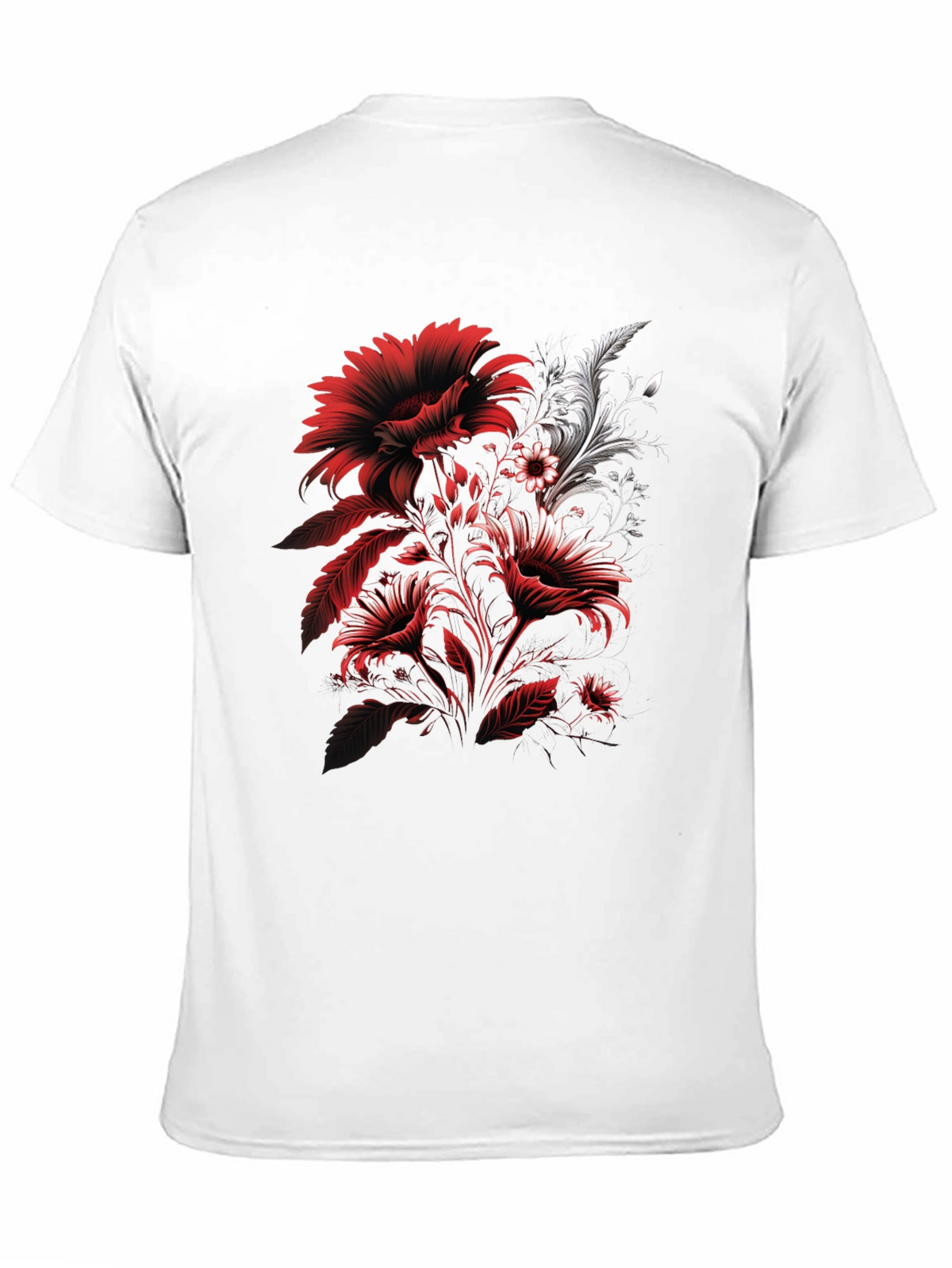 Floral Graphic T-Shirt: Red & White Flower Design