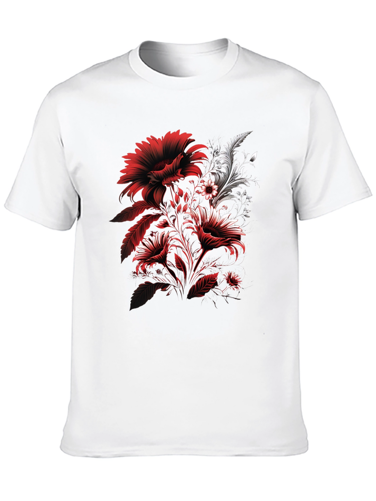 Floral Graphic T-Shirt: Red & White Flower Design