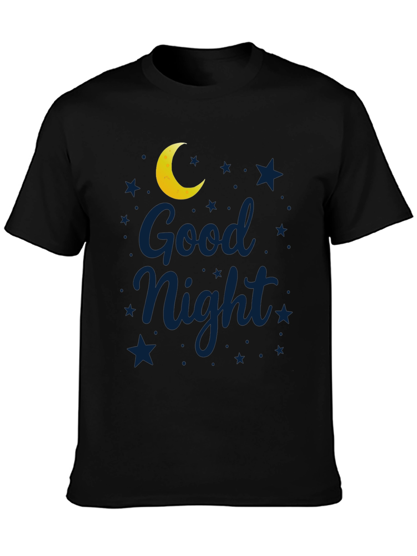 Good Night Moon & Stars Graphic Black T-Shirt