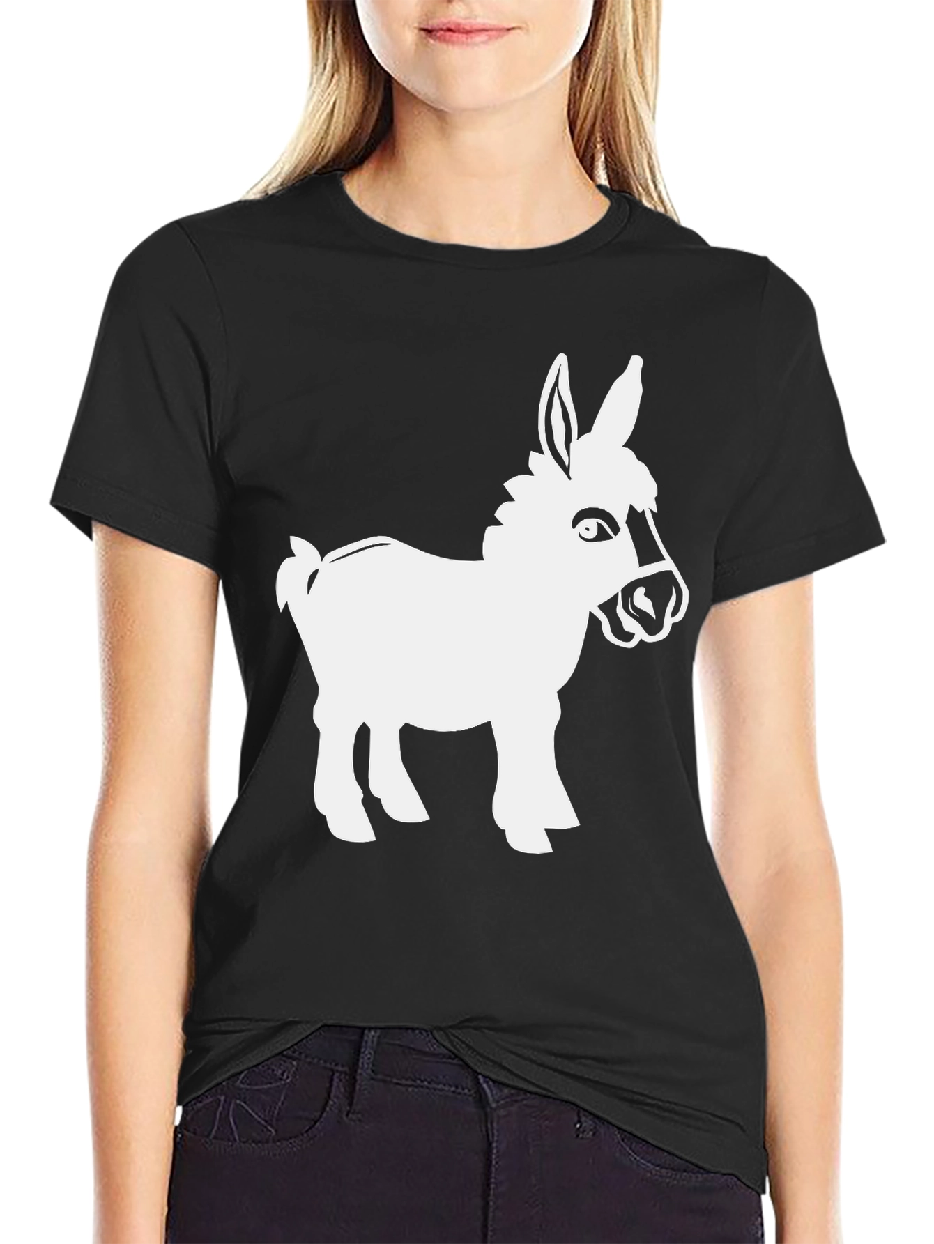Black T-Shirt with White Donkey Graphic