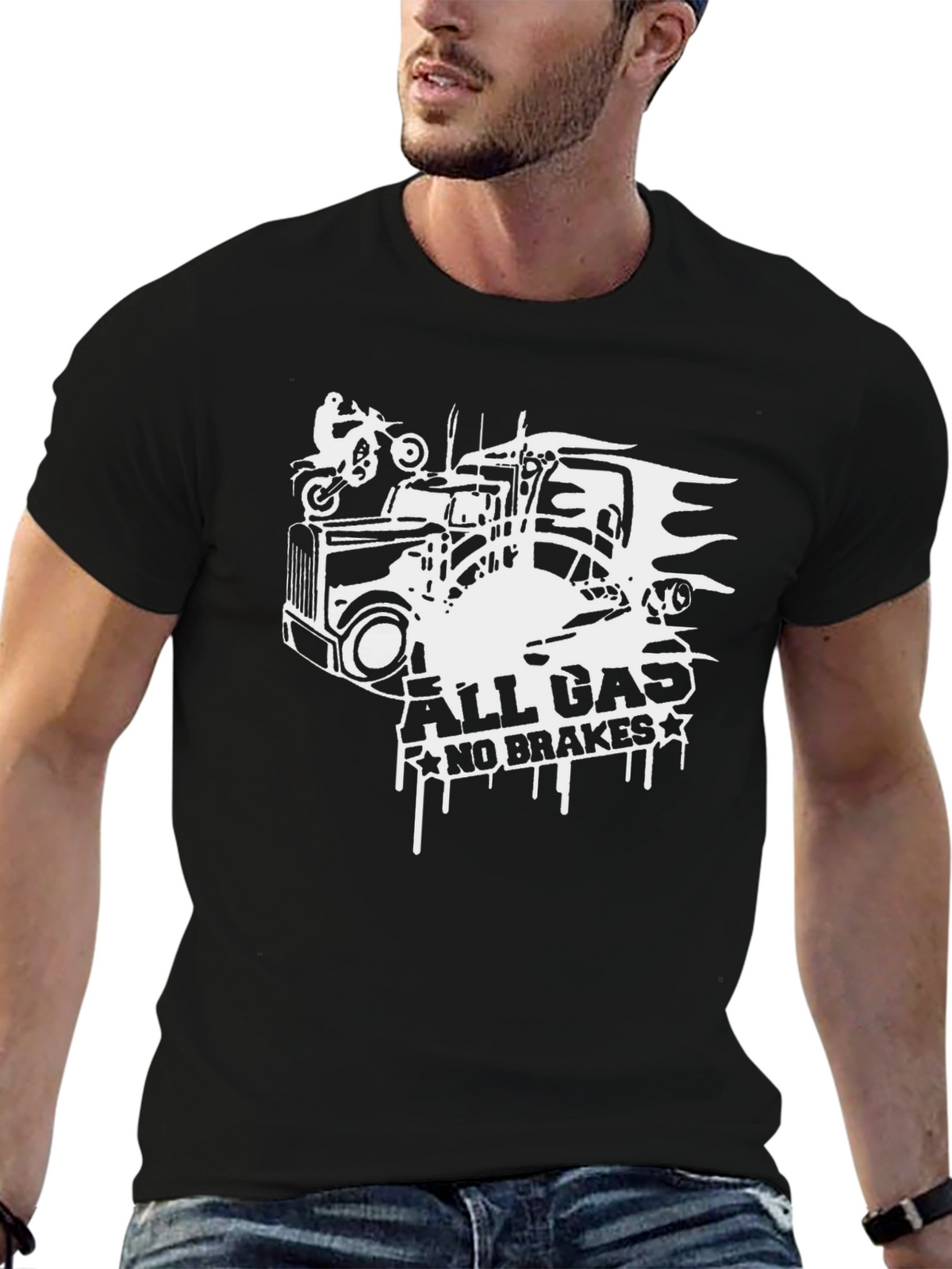 All Gas No Brakes Black Graphic Tee