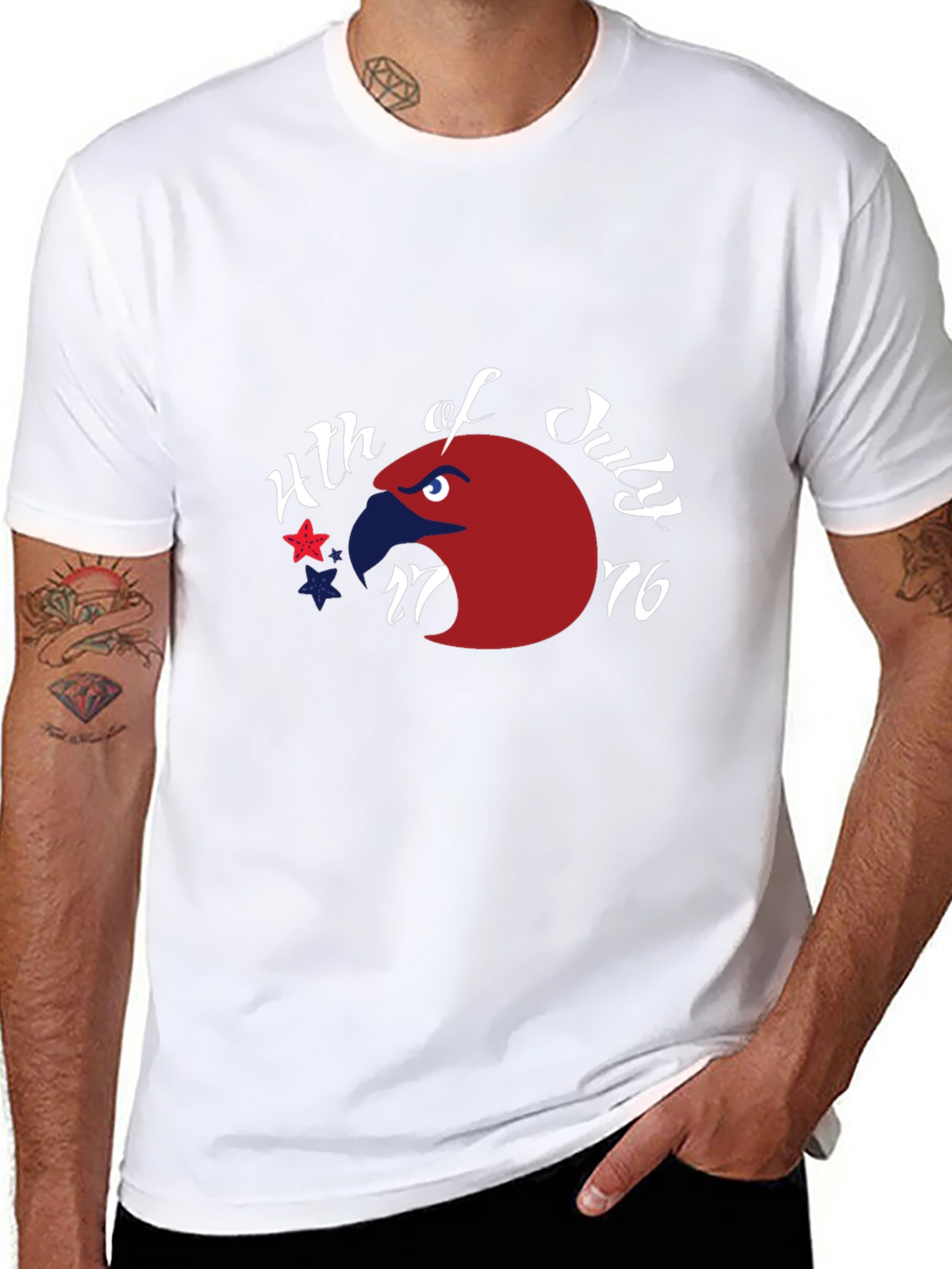 Patriotic Eagle 4th of July Graphic Tee - Black