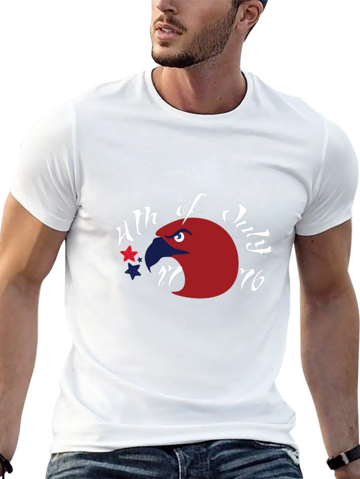 Patriotic Eagle 4th of July Graphic Tee - Black