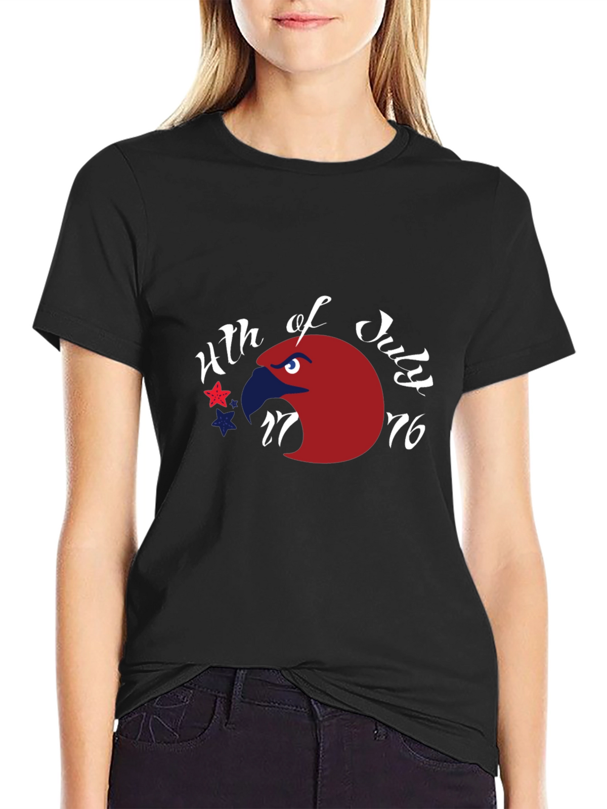 Patriotic Eagle 4th of July Graphic Tee - Black