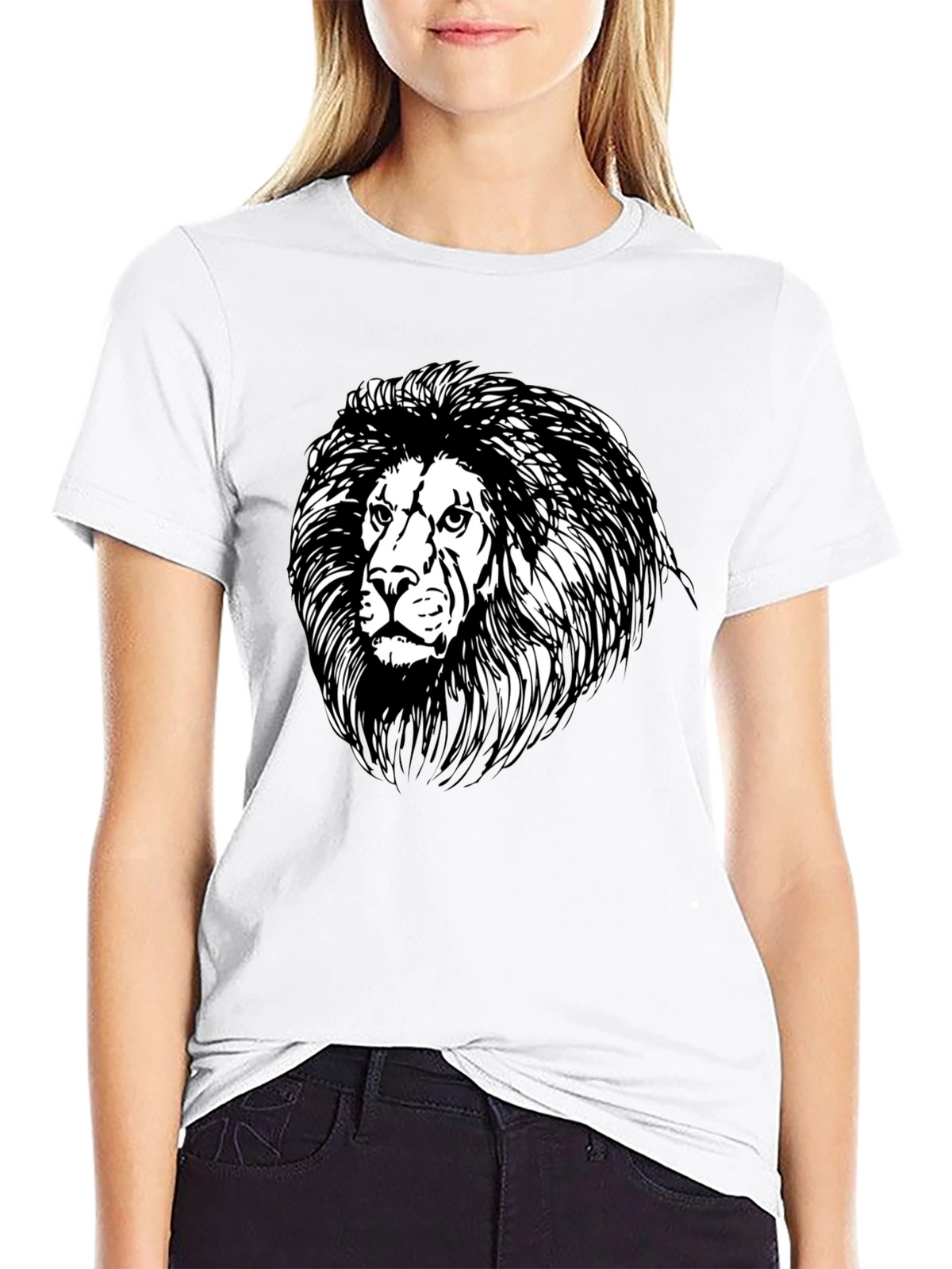 Lion Graphic Black Tee - Classic Style