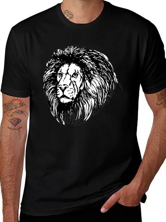 Lion Graphic Black Tee - Classic Style
