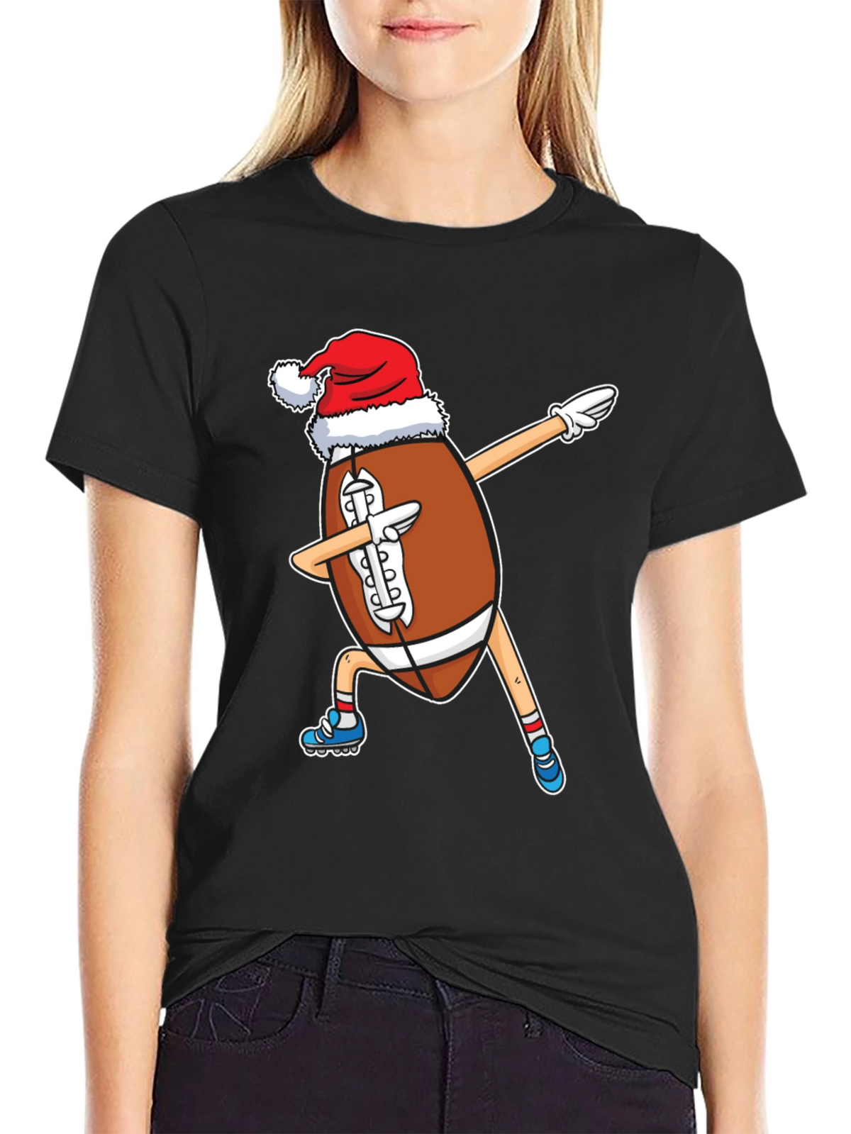Festive Football Dabbing Santa Hat T-Shirt