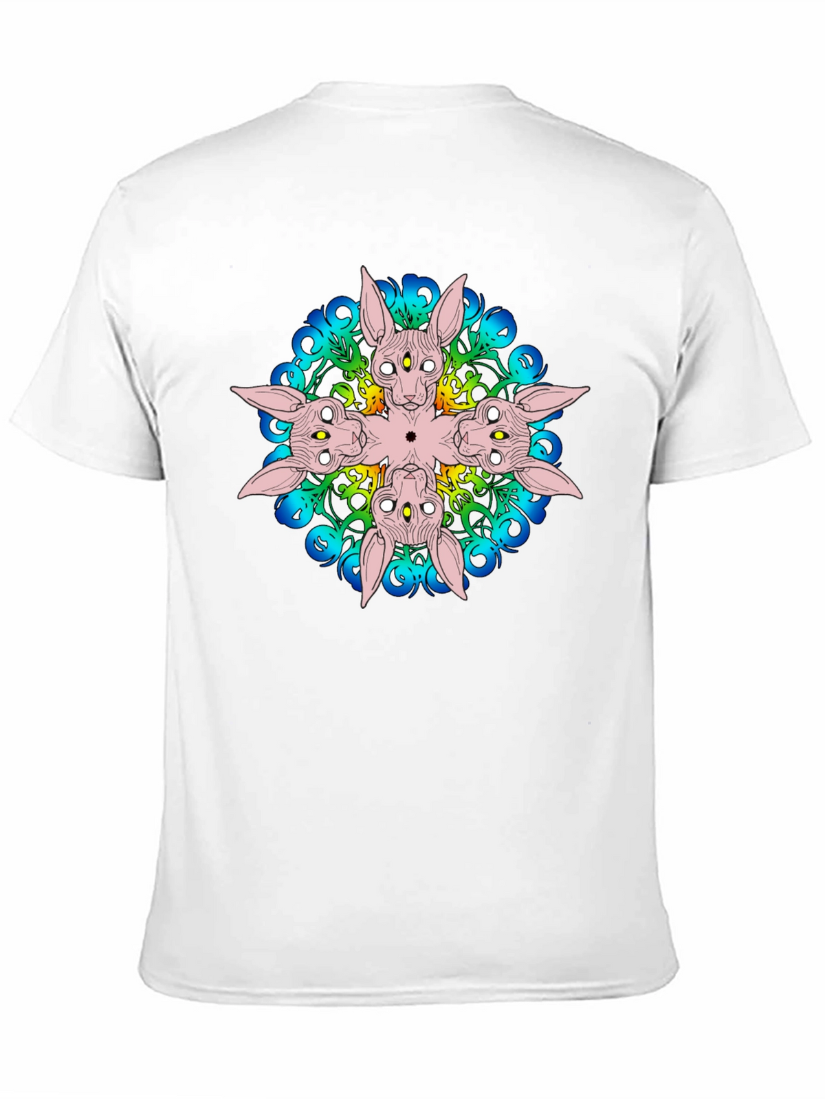 Unique Black T-Shirt with Abstract Cat Design