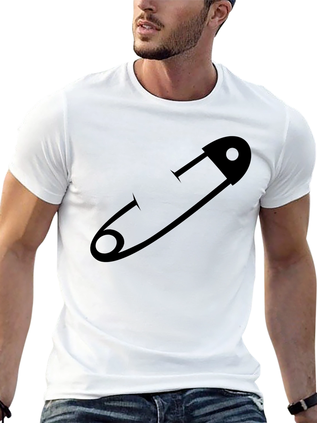 Safety Pin Graphic T-Shirt - Black