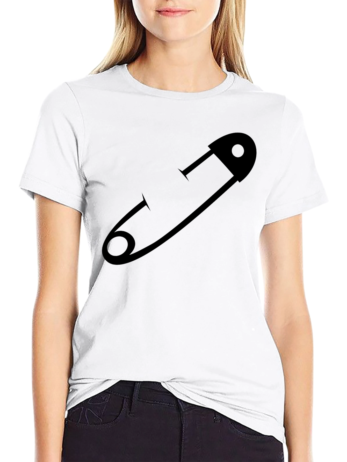 Safety Pin Graphic T-Shirt - Black