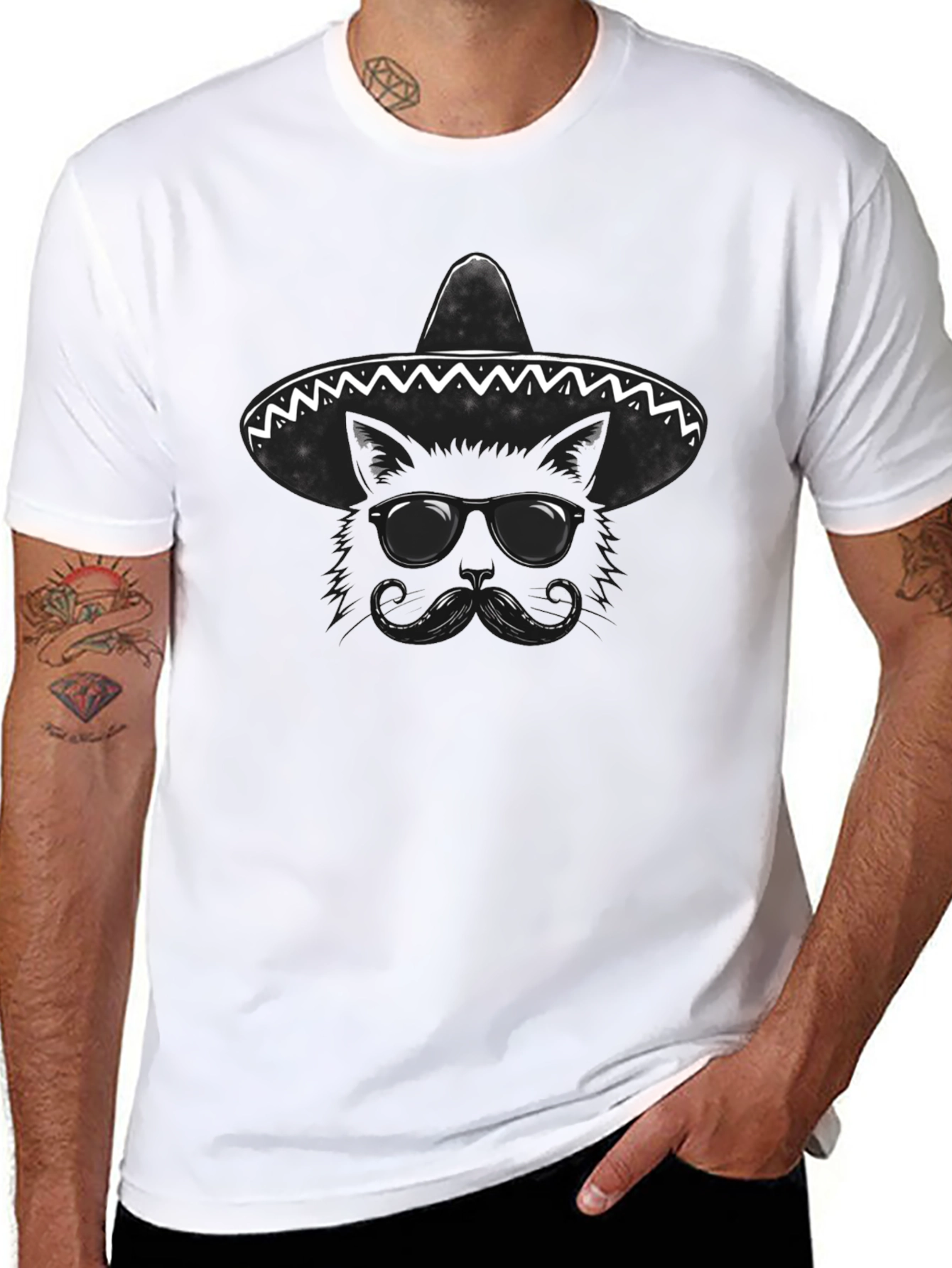 Cat Mariachi Graphic T-Shirt