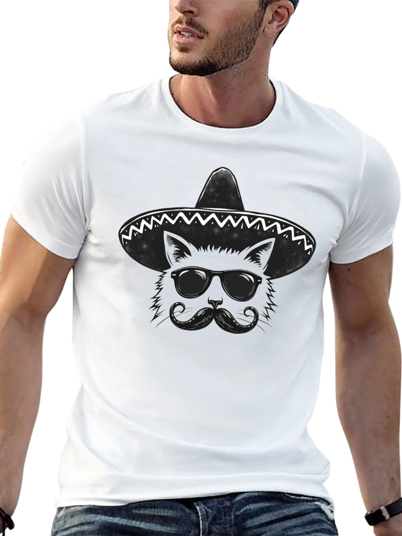 Cat Mariachi Graphic T-Shirt