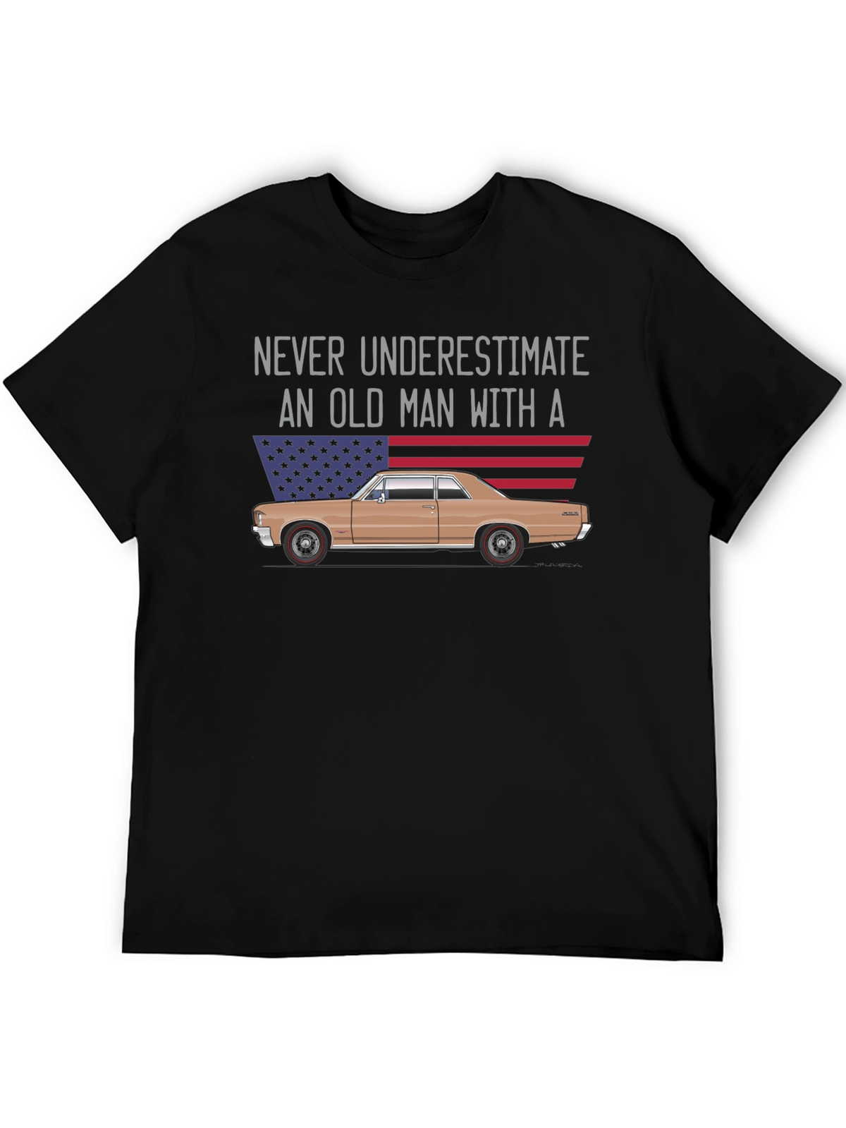 Old Man Car T-Shirt - USA Flag Graphic Tee
